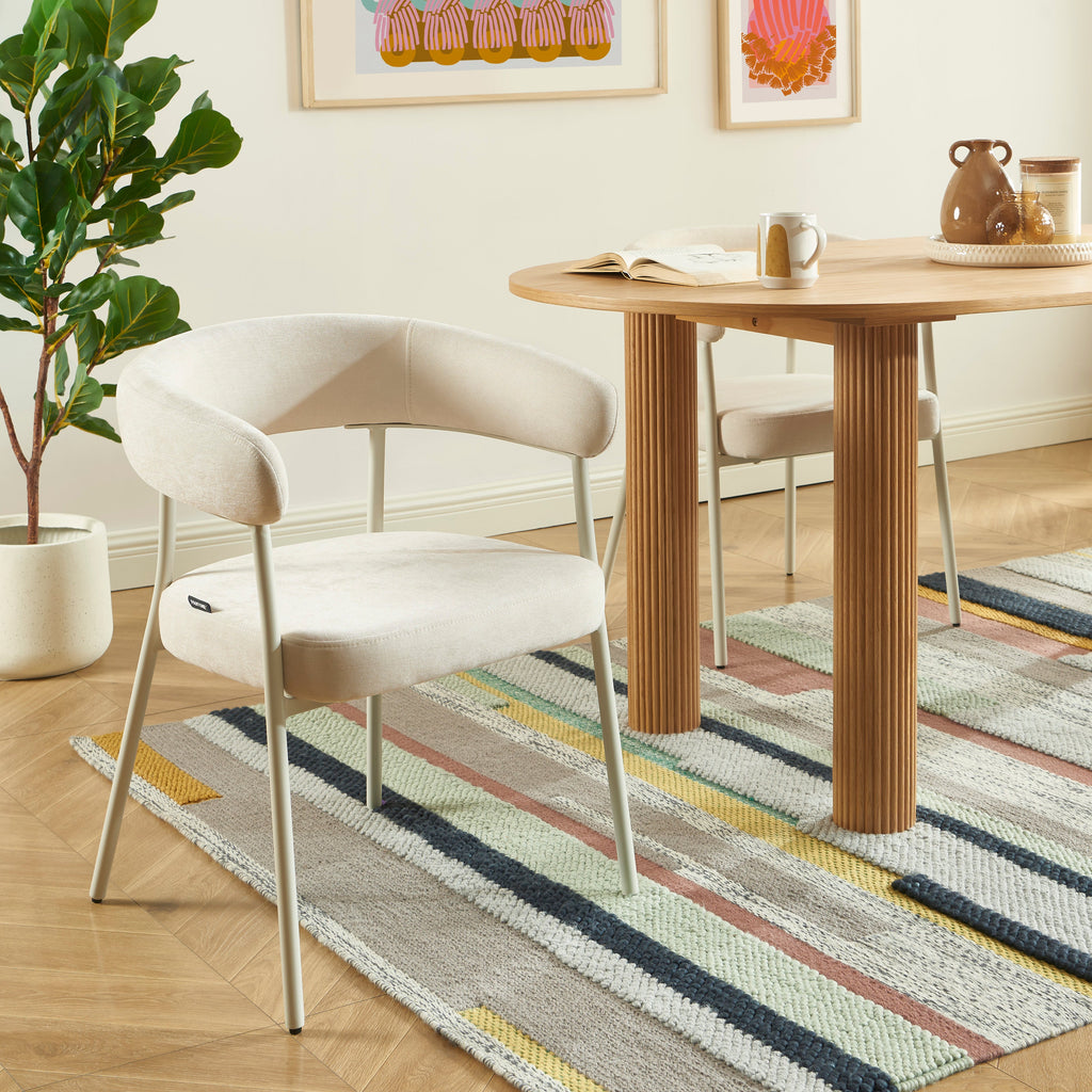 PANTONE® Set of 2 Dining Chairs with Fabric Seat and Metal Legs – Sand