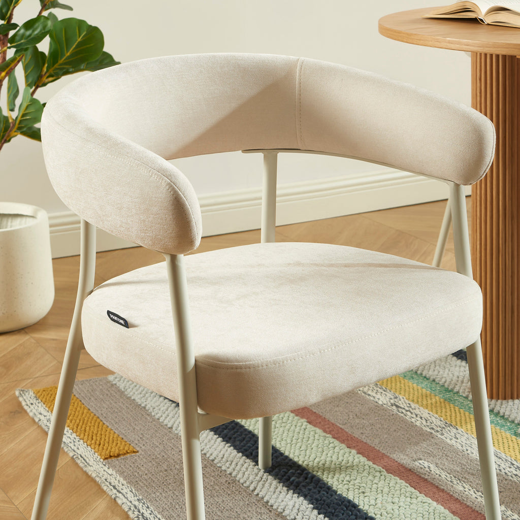 PANTONE® Set of 2 Dining Chairs with Fabric Seat and Metal Legs – Sand