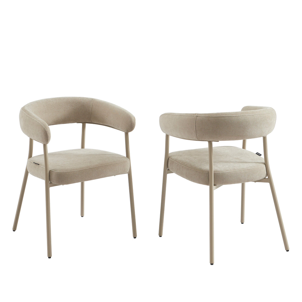 PANTONE® Set of 2 Dining Chairs with Fabric Seat and Metal Legs – Taupe