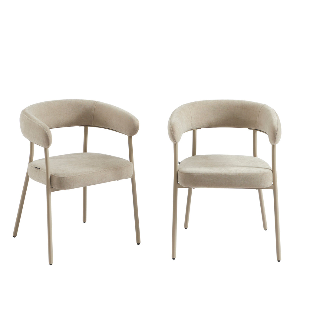 PANTONE® Set of 2 Dining Chairs with Fabric Seat and Metal Legs – Taupe