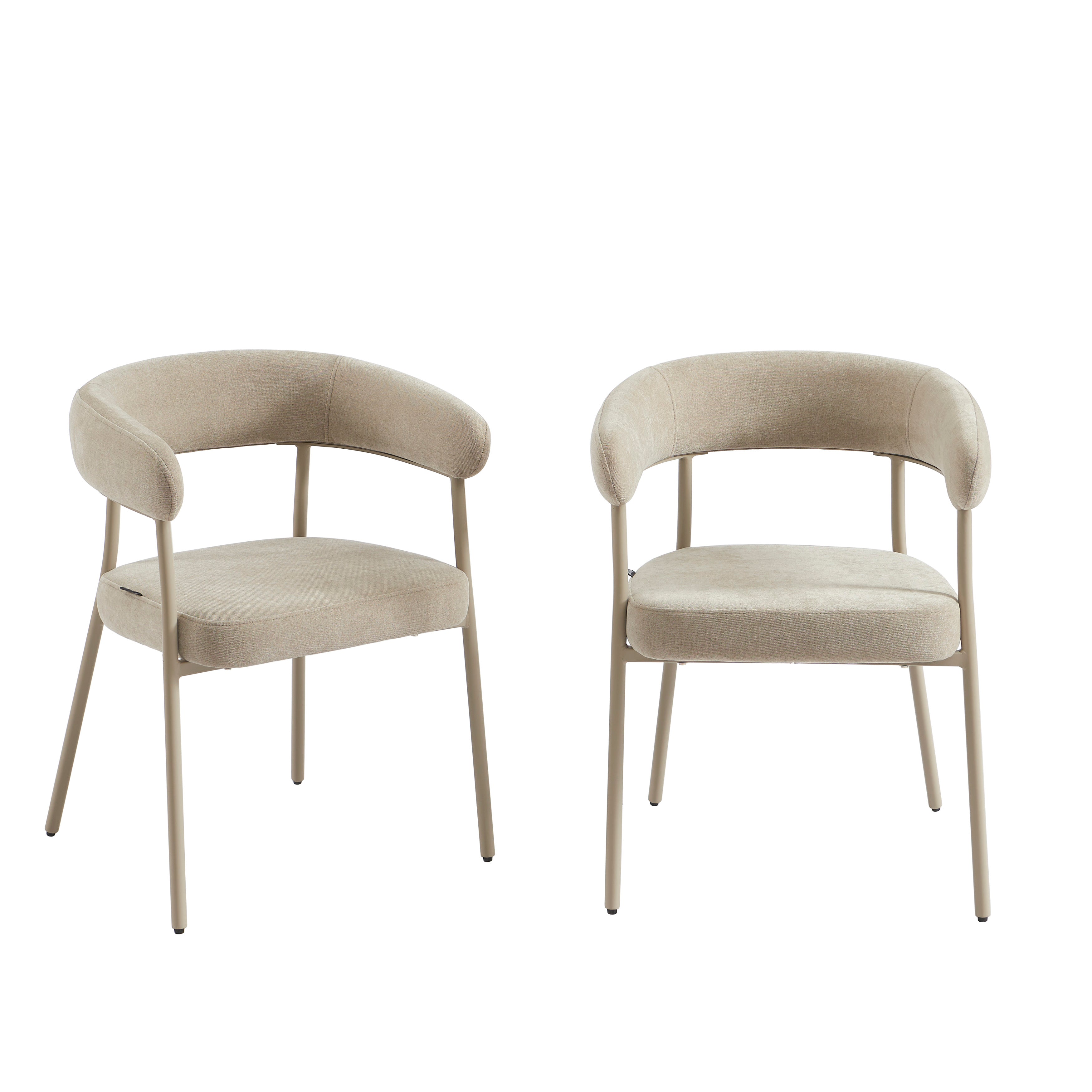 PANTONE® Set of 2 Dining Chairs with Fabric Seat and Metal Legs – Taupe