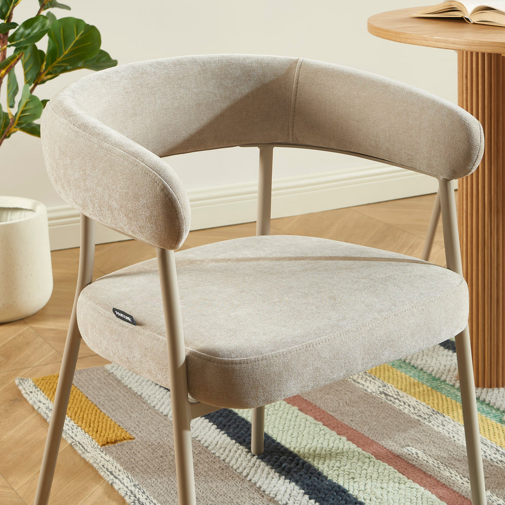 PANTONE® Set of 2 Dining Chairs with Fabric Seat and Metal Legs – Taupe