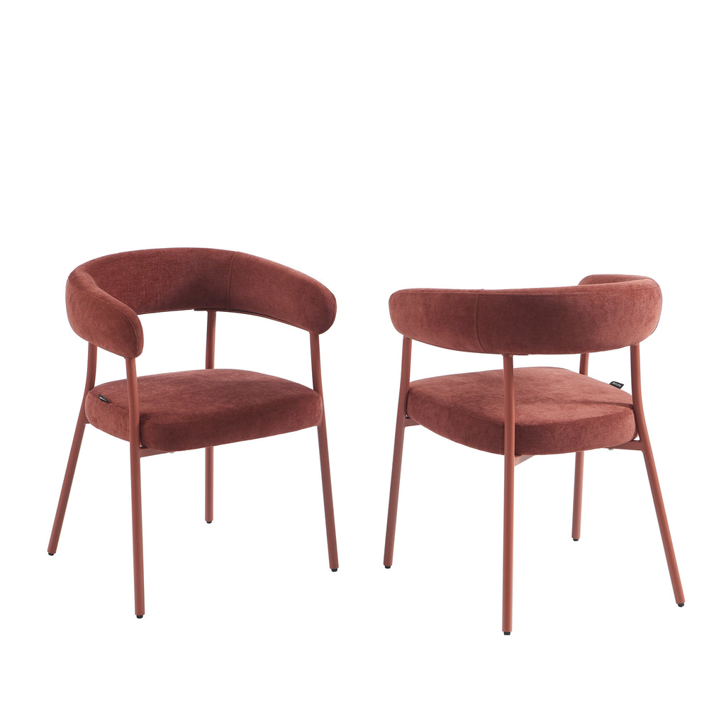 PANTONE® Set of 2 Dining Chairs with Fabric Seat and Metal Legs – Terracotta