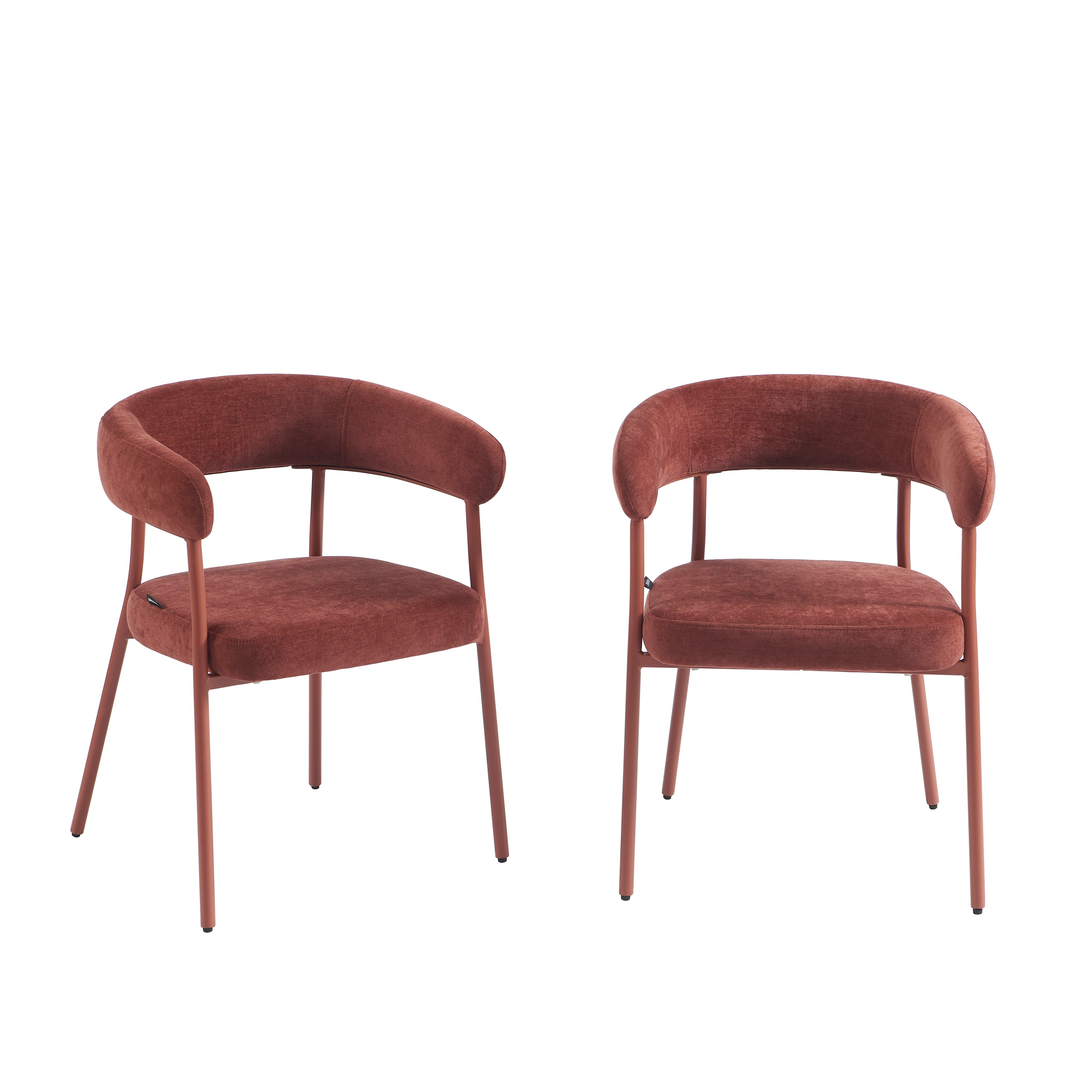 PANTONE® Set of 2 Dining Chairs with Fabric Seat and Metal Legs – Terracotta