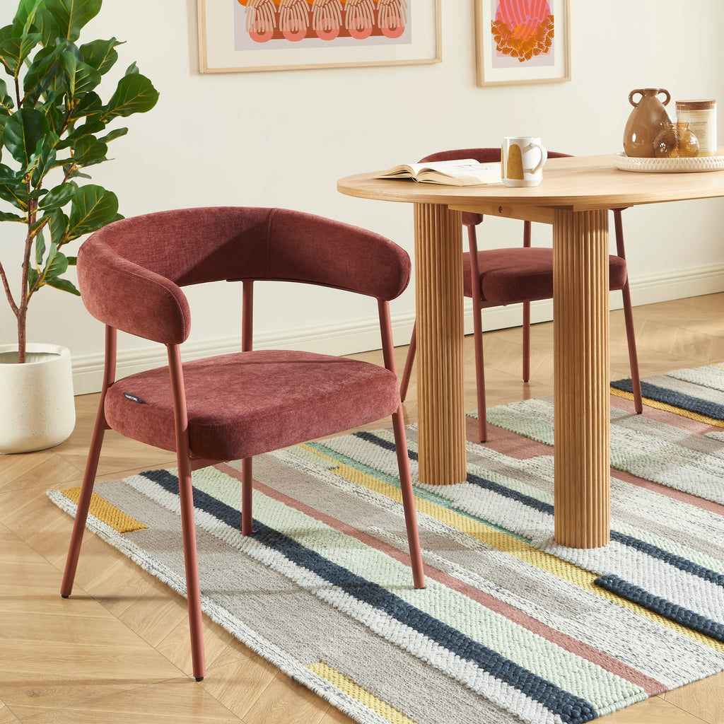 PANTONE® Set of 2 Dining Chairs with Fabric Seat and Metal Legs – Terracotta