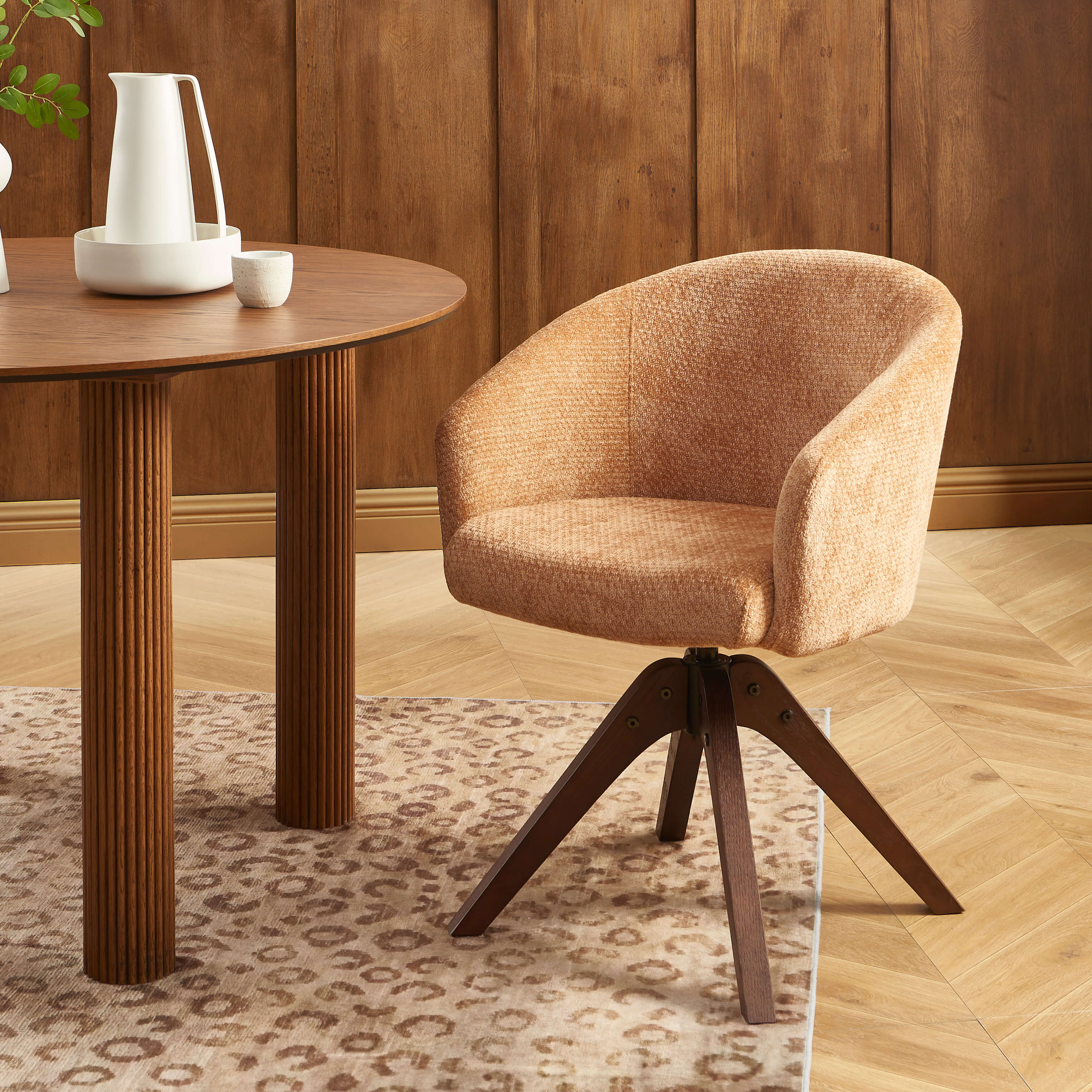 PAOLA Dining Chair Chenille - Terracotta