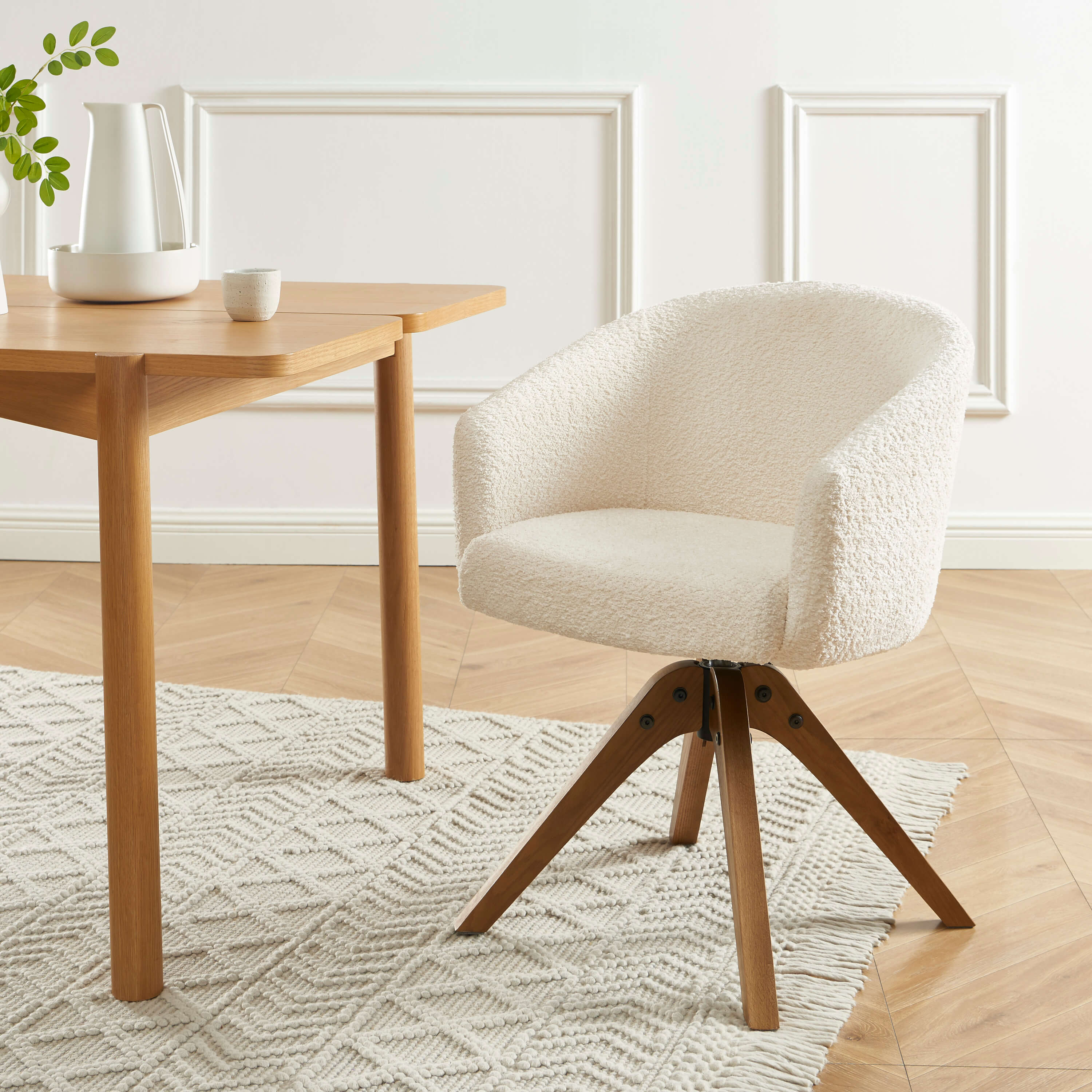 PAOLA Dining Chair Bouclé - White