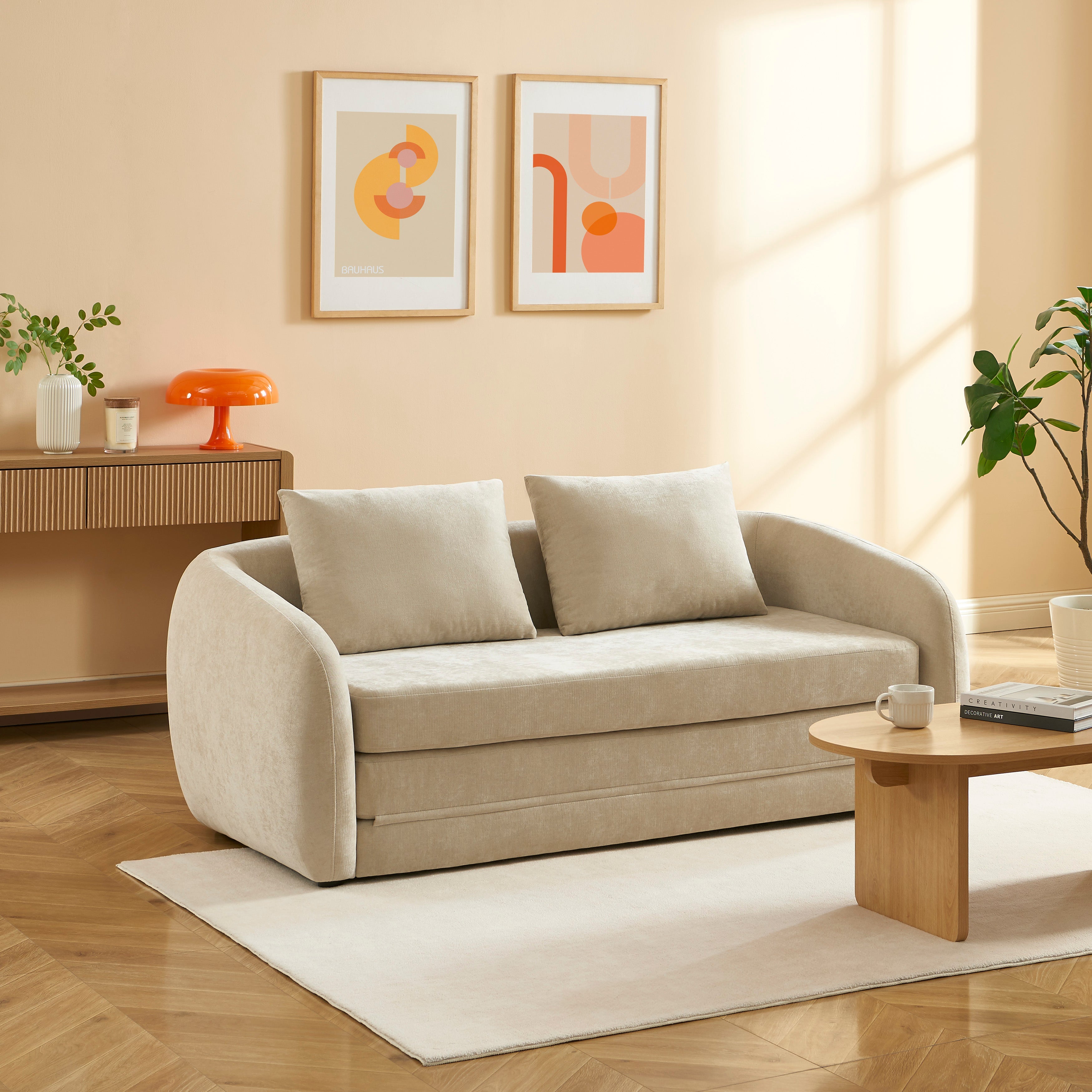 PAZ Fabric Straight Sofa – Greige