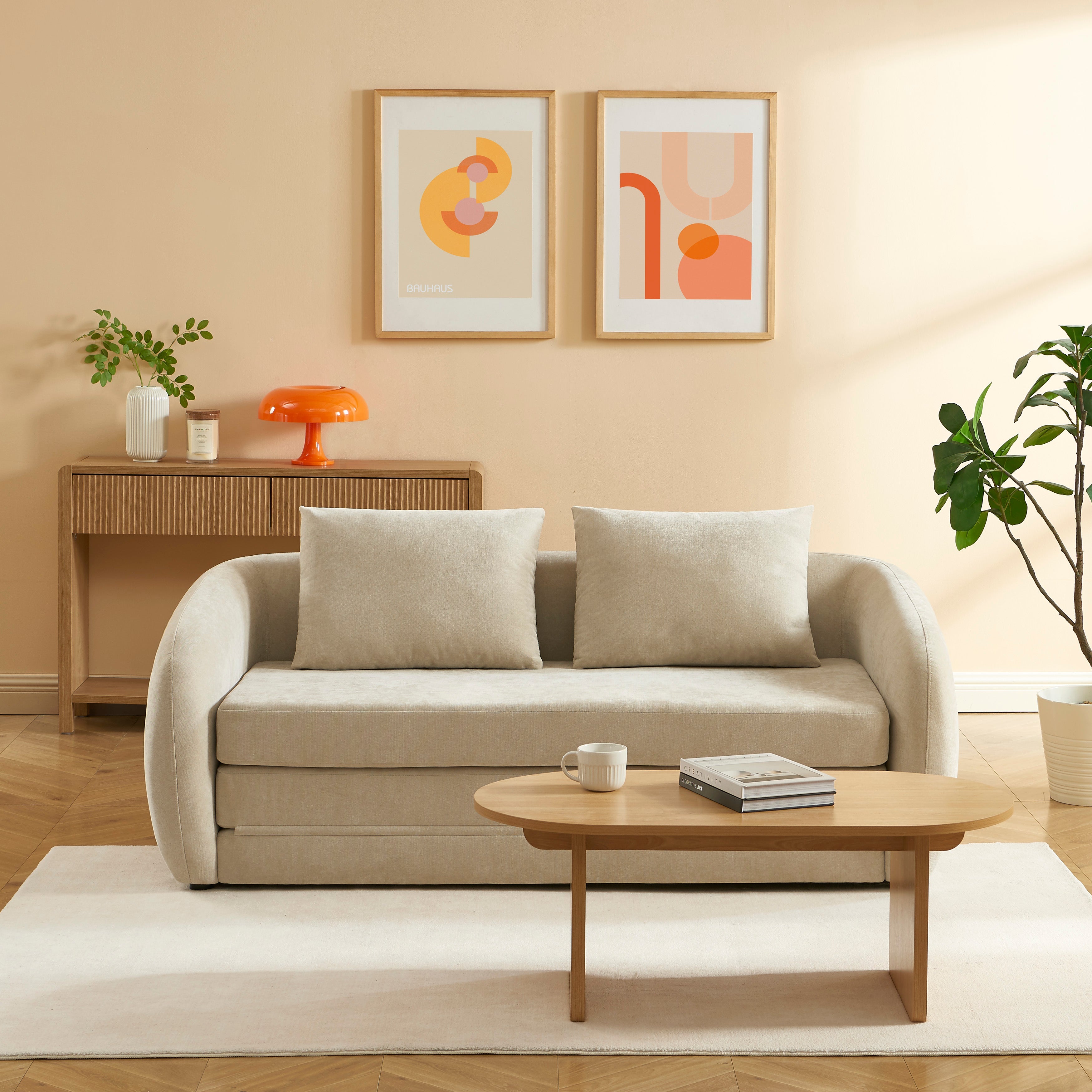 PAZ Fabric Straight Sofa – Greige