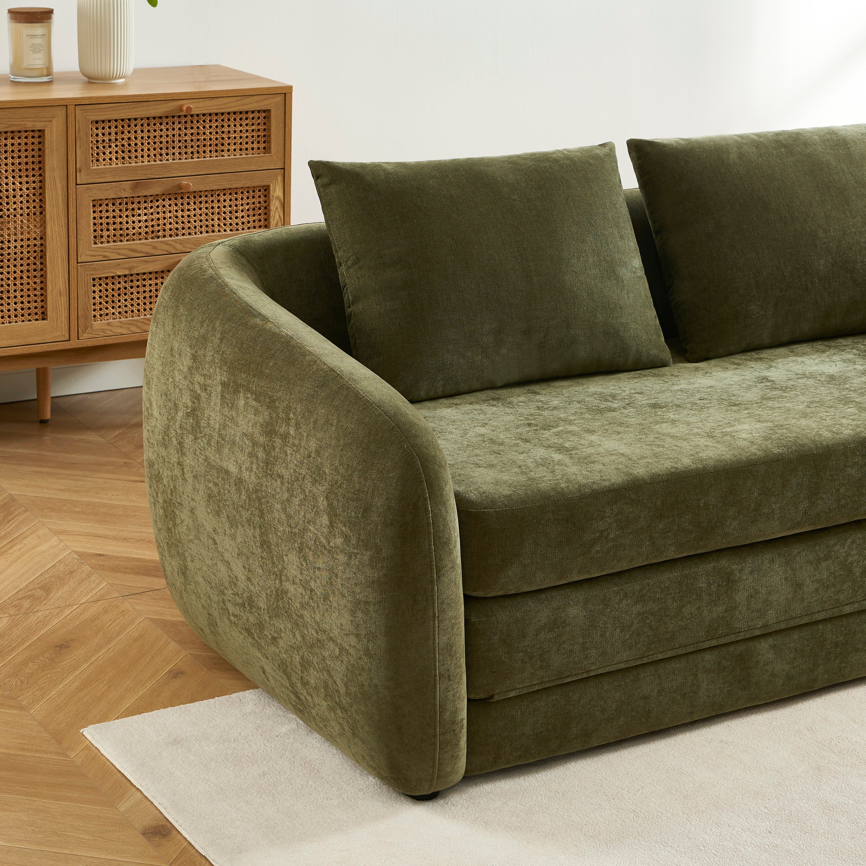 PAZ Fabric Straight Sofa – Green