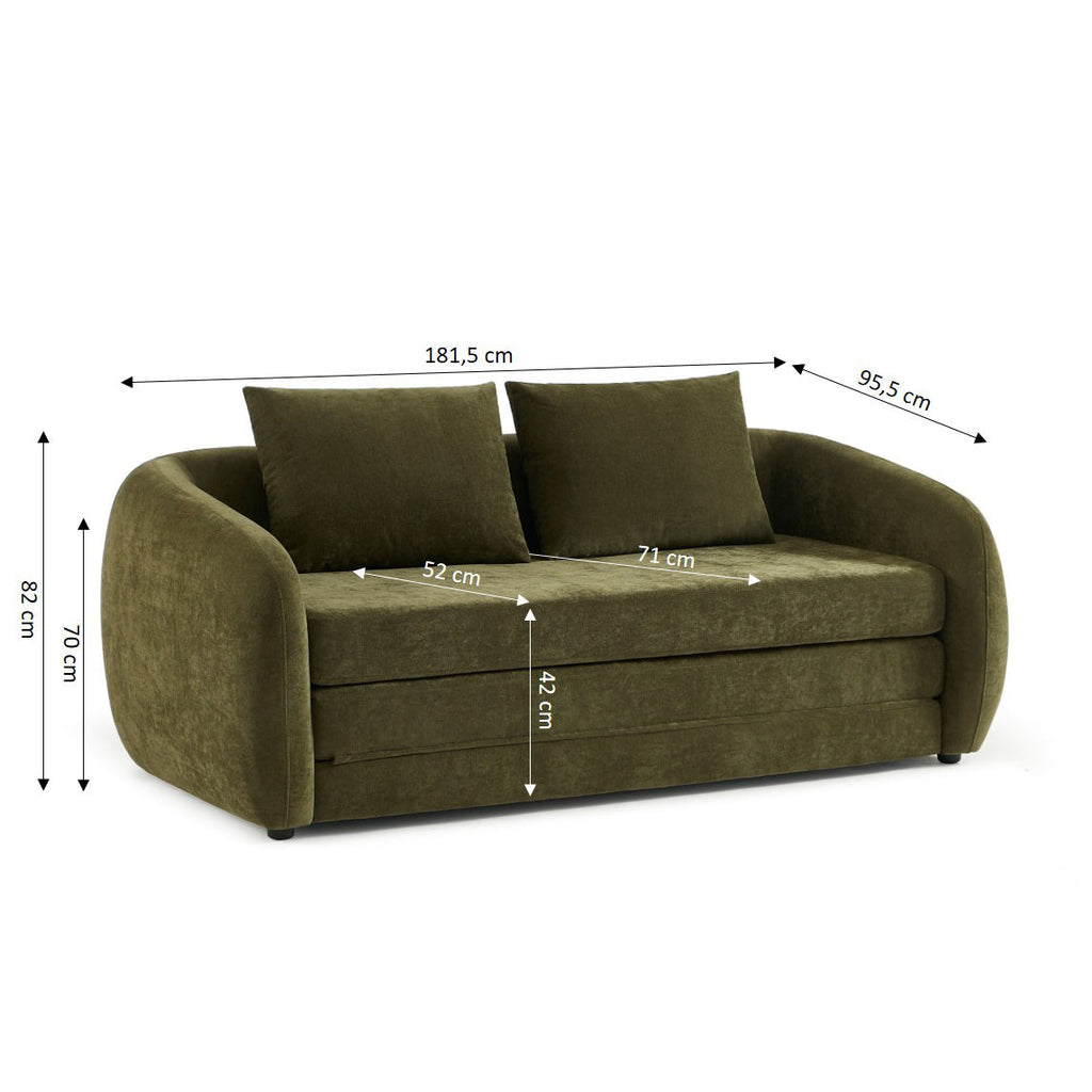 PAZ Fabric Straight Sofa – Green