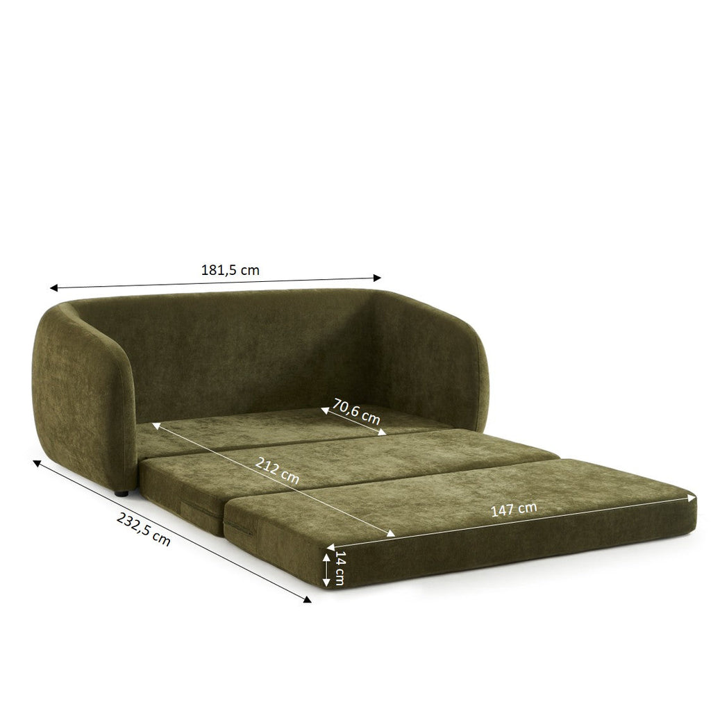 PAZ Fabric Straight Sofa – Green