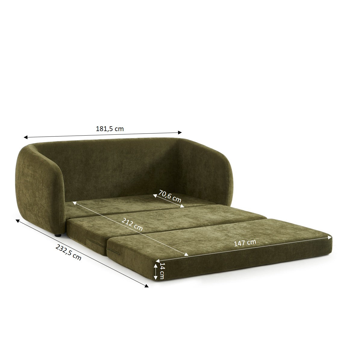 PAZ Fabric Straight Sofa – Green