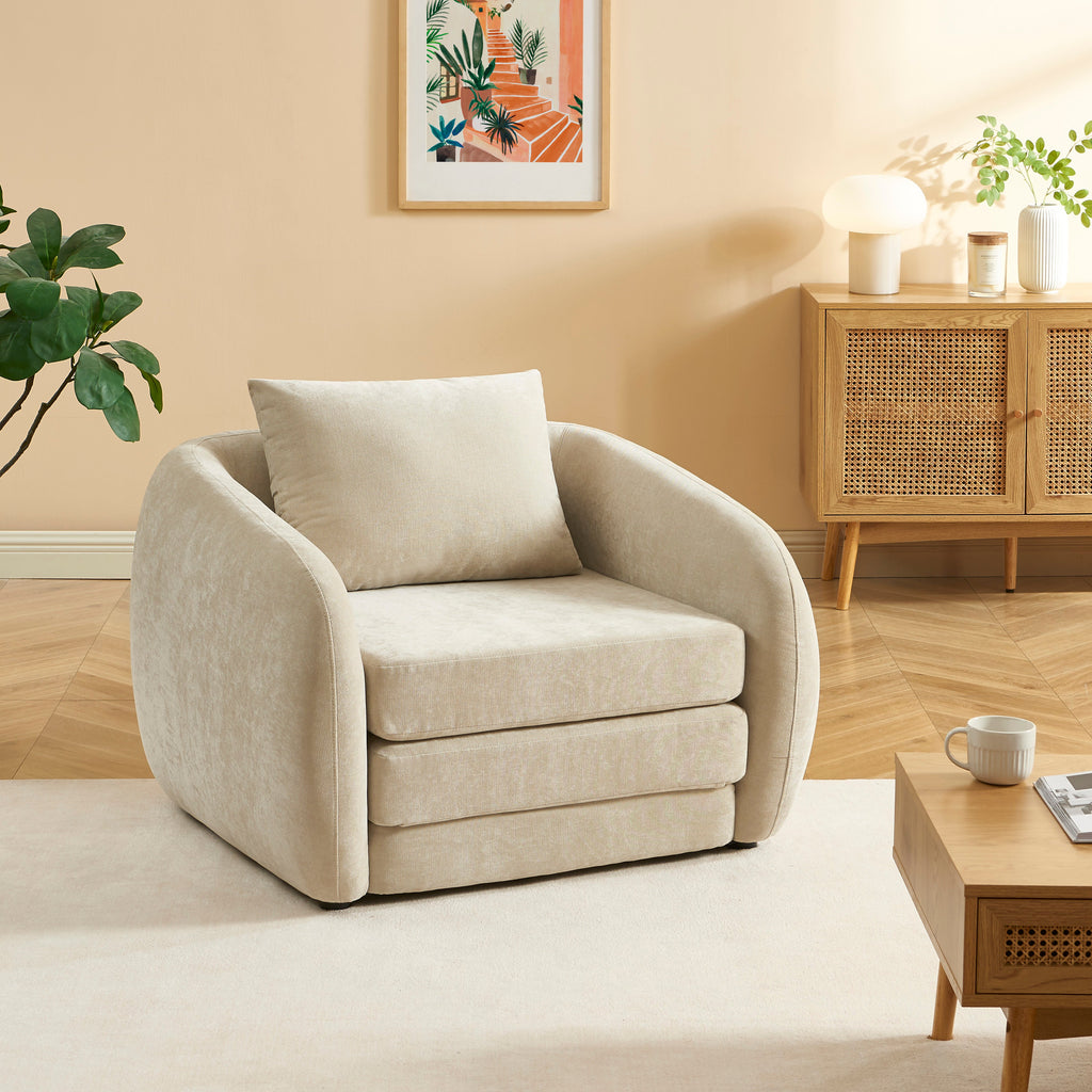 PAZ Fabric Accent Armchair – Greige