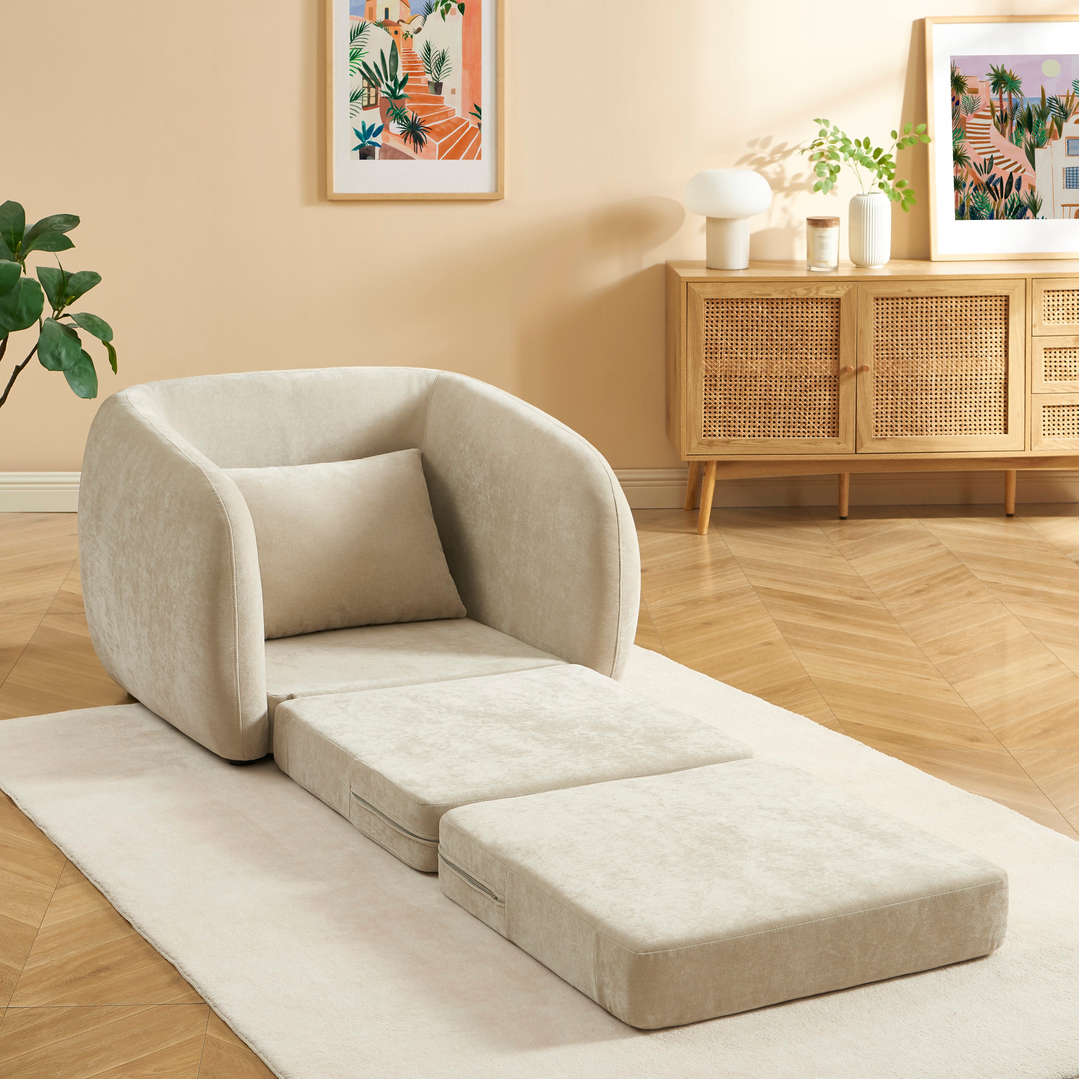 PAZ Fabric Accent Armchair – Greige