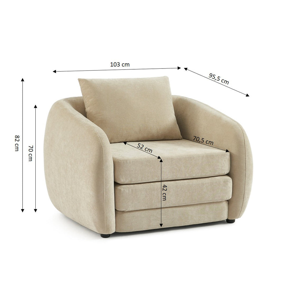 PAZ Fabric Accent Armchair – Greige
