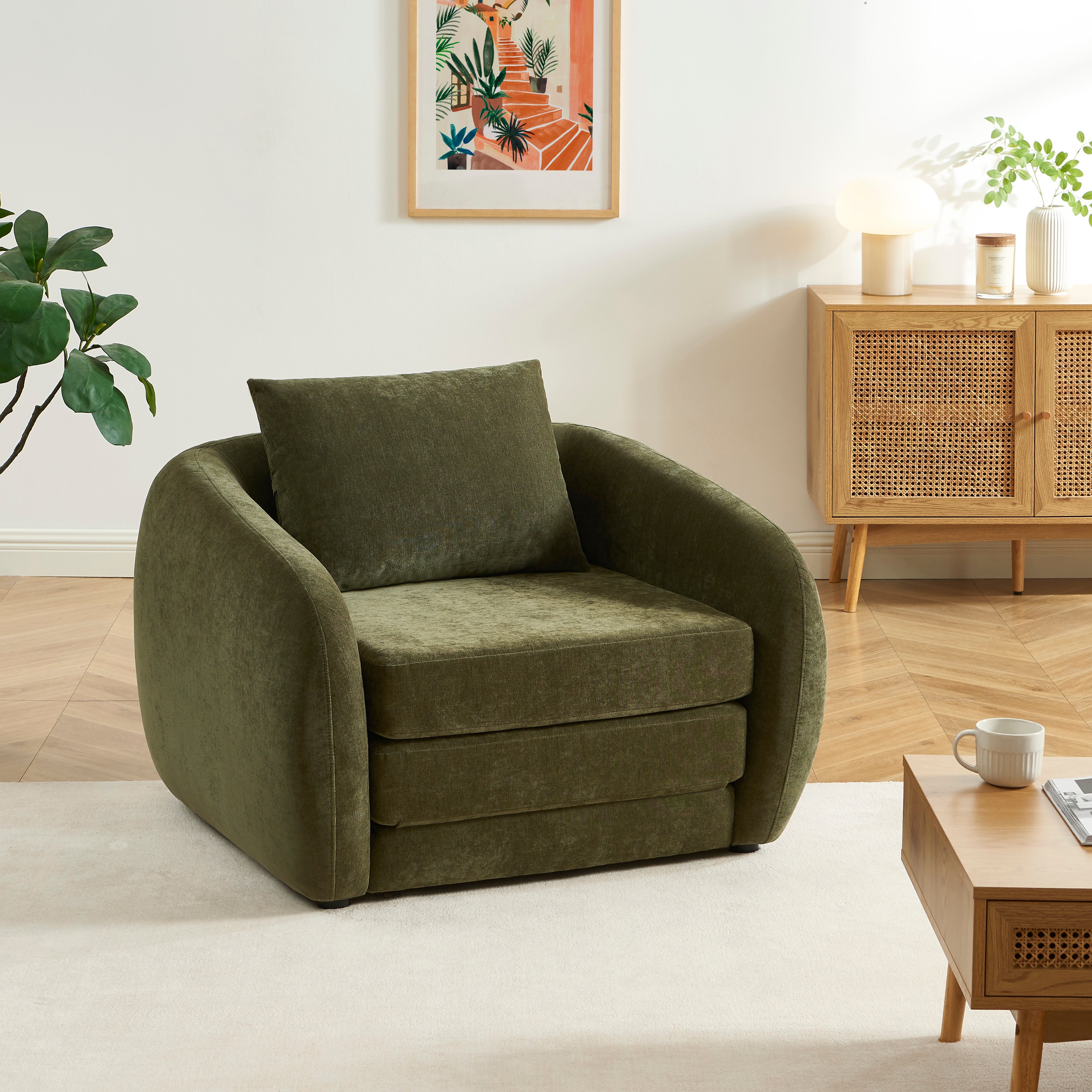 PAZ Fabric Accent Armchair – Green