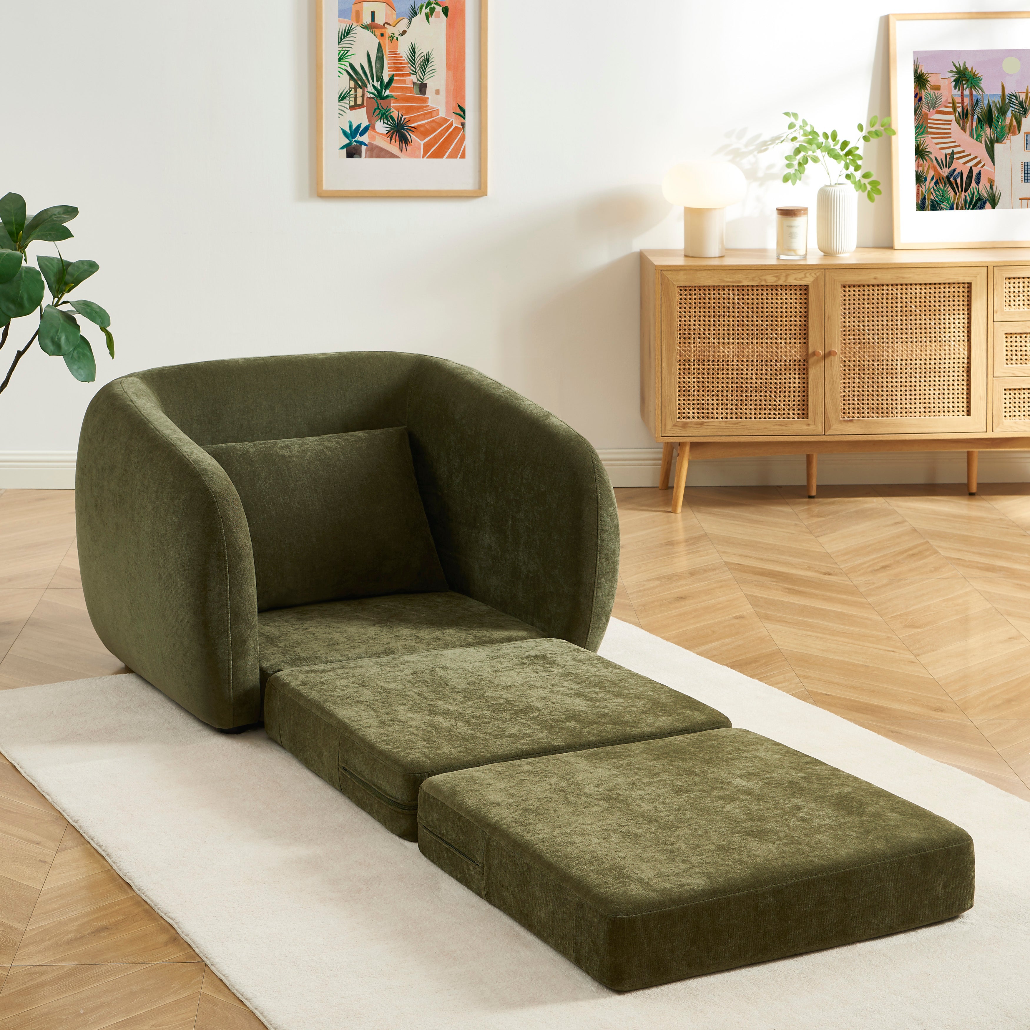 PAZ Fabric Accent Armchair – Green