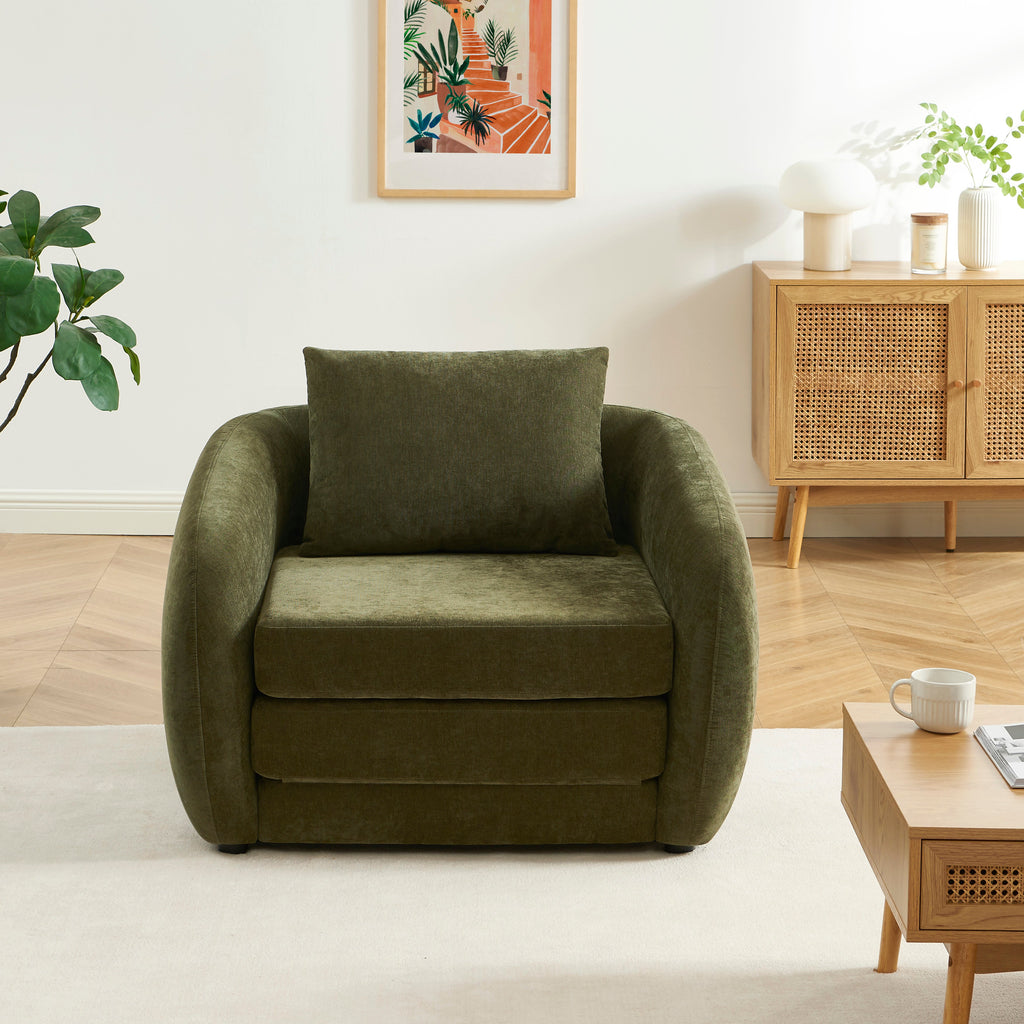 PAZ Fabric Accent Armchair – Green