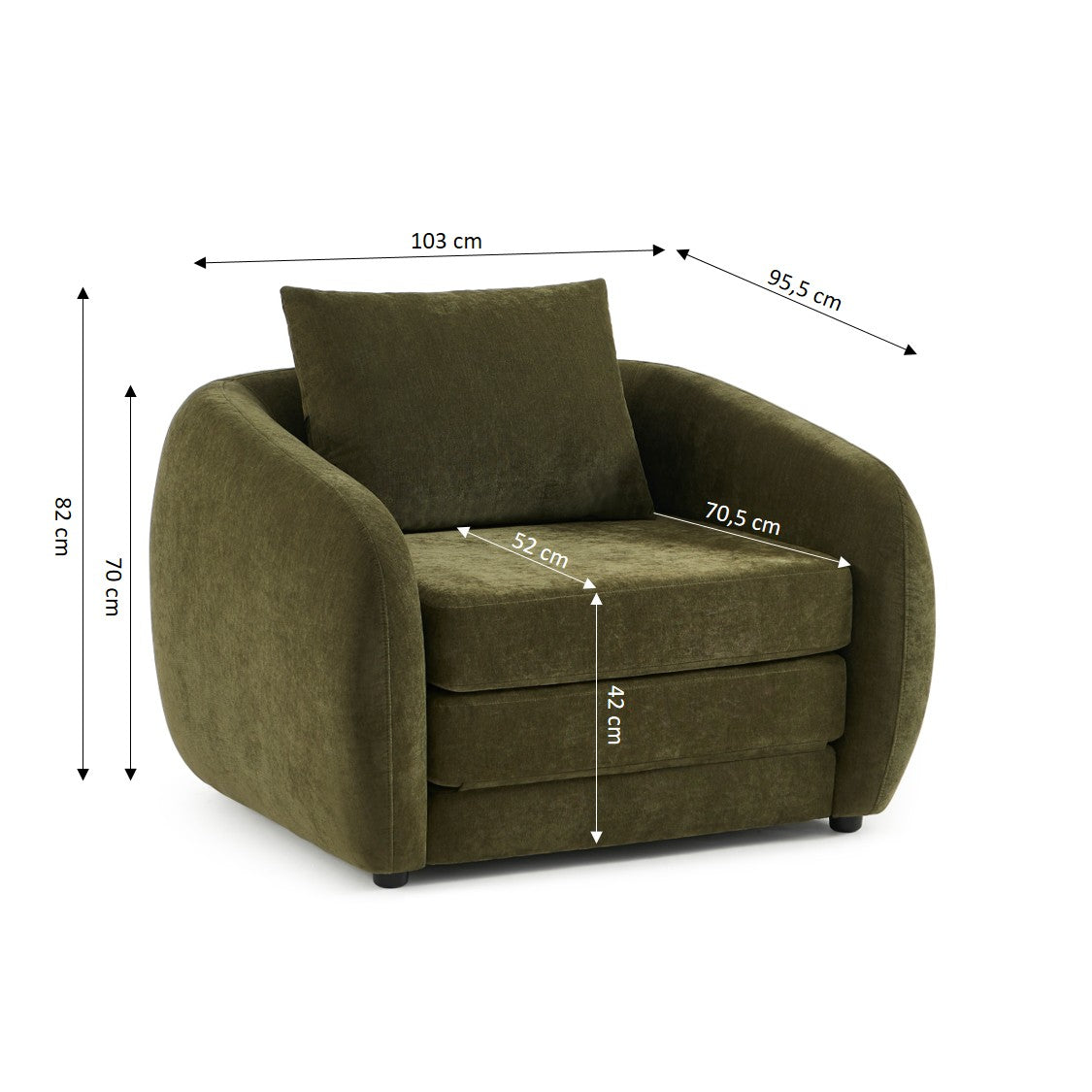PAZ Fabric Accent Armchair – Green
