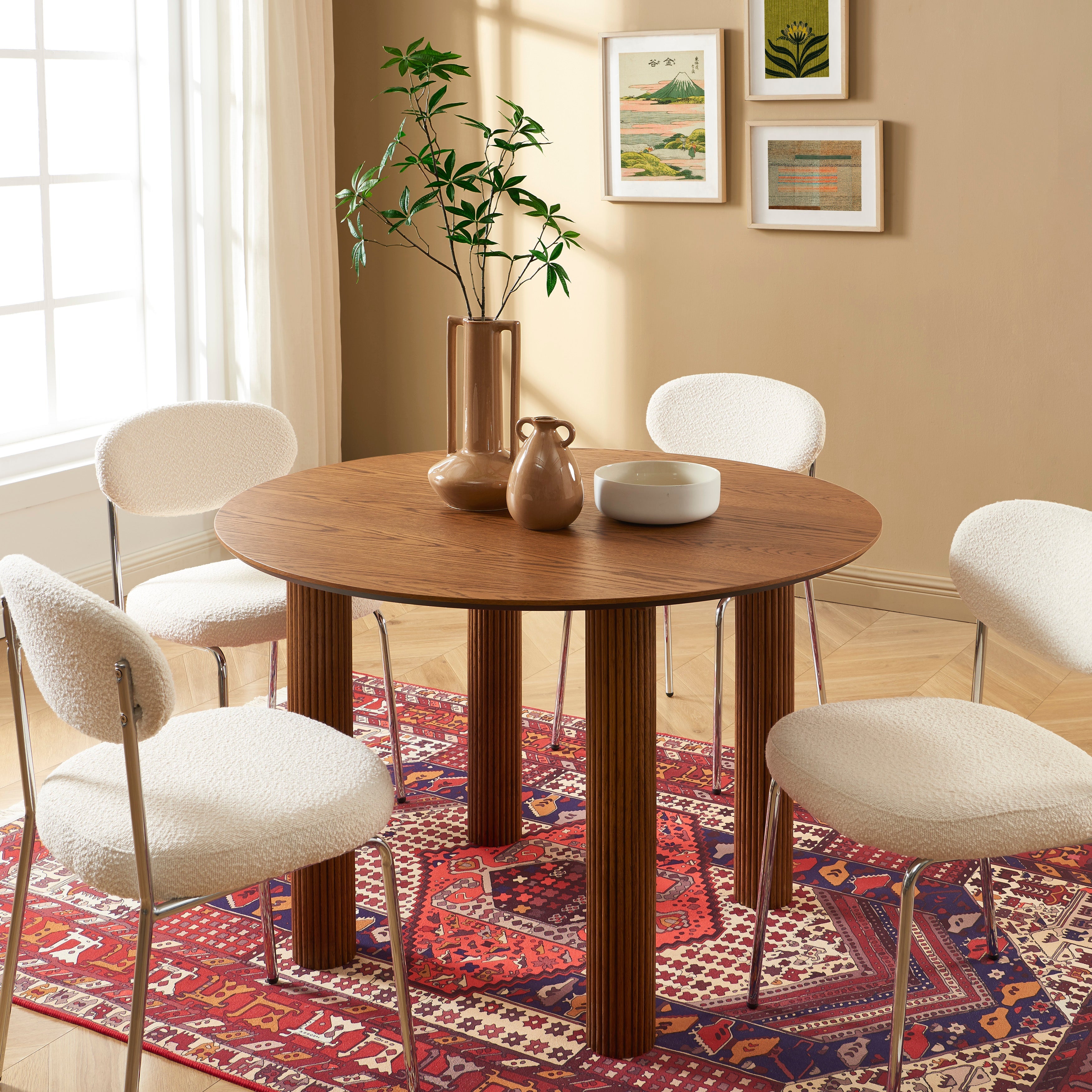 PENELOPE Scandinavian-Style Solid Wood Dining Table – Walnut