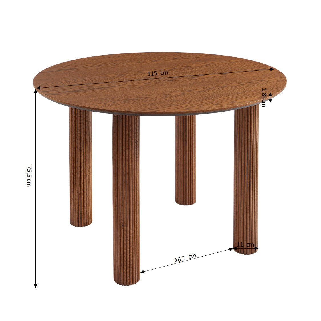 PENELOPE Scandinavian-Style Solid Wood Dining Table – Walnut