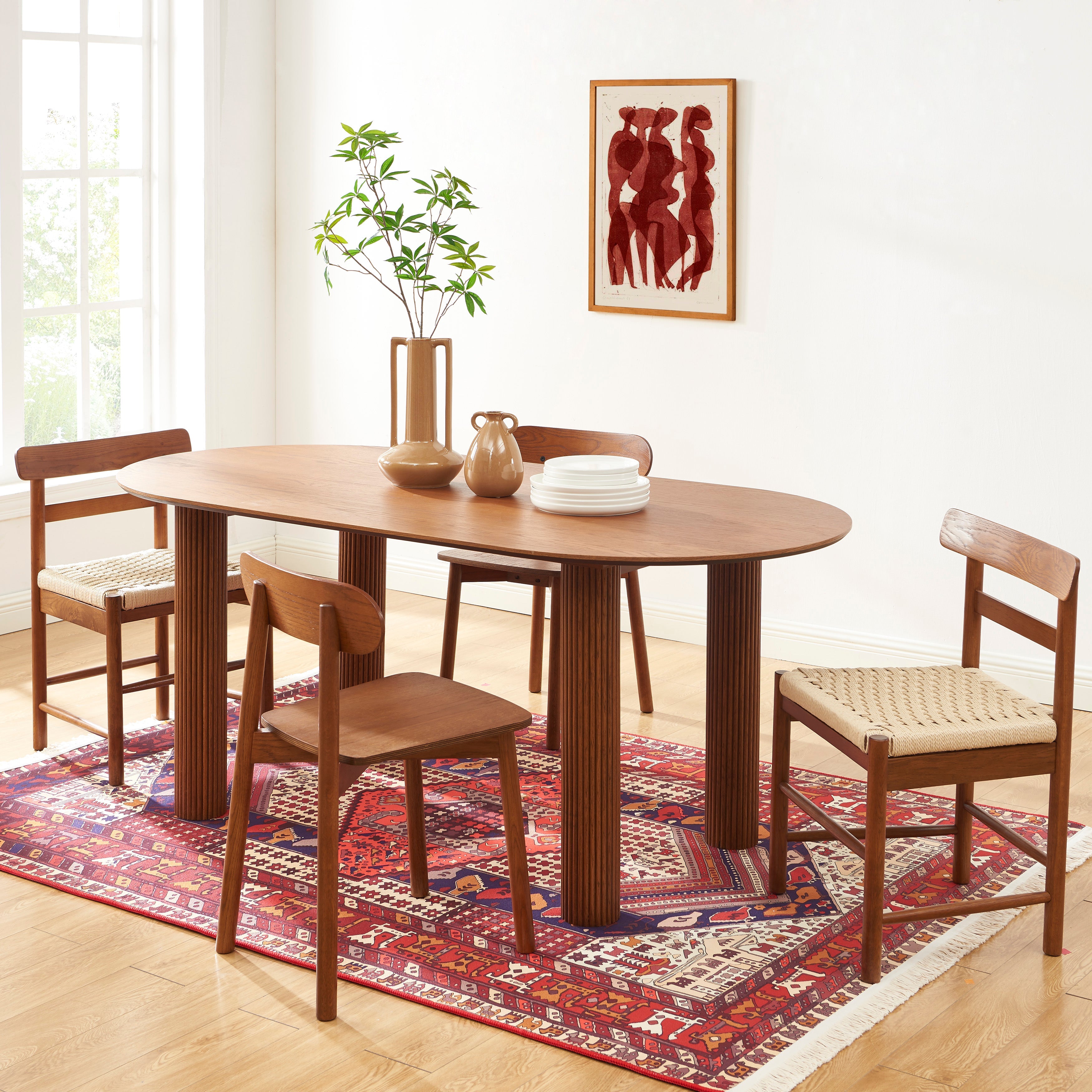 PENELOPE Scandinavian-Style Solid Wood Dining Table – Walnut