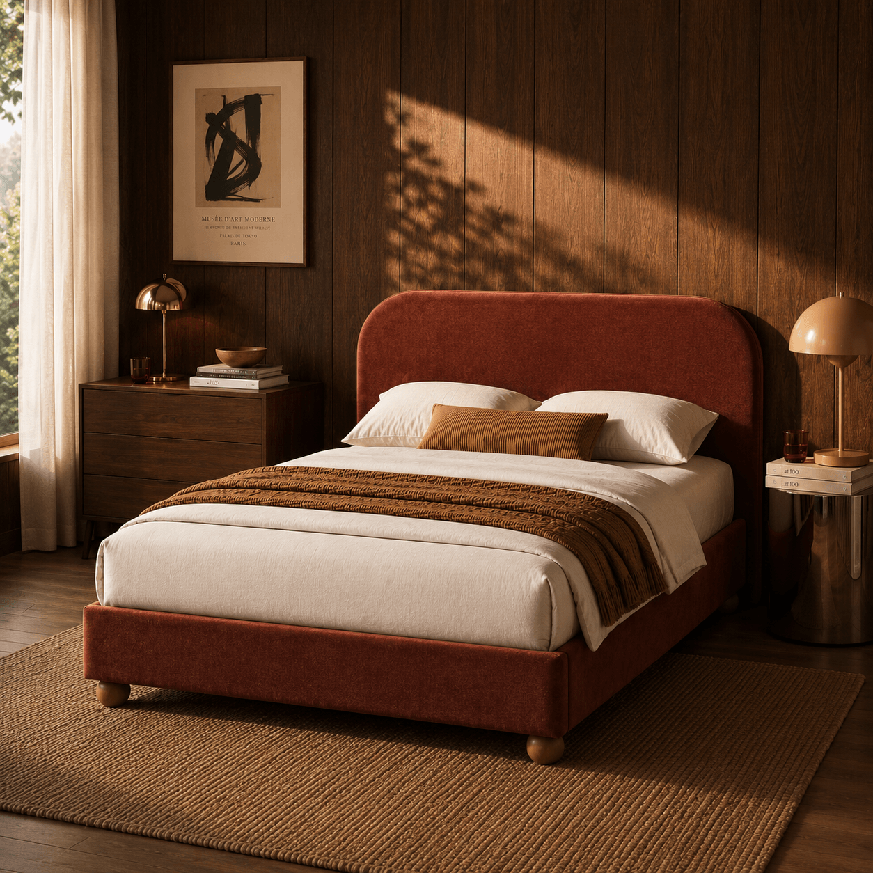 PILKA Storage Bed 55" x 75" Chenille - Terracotta
