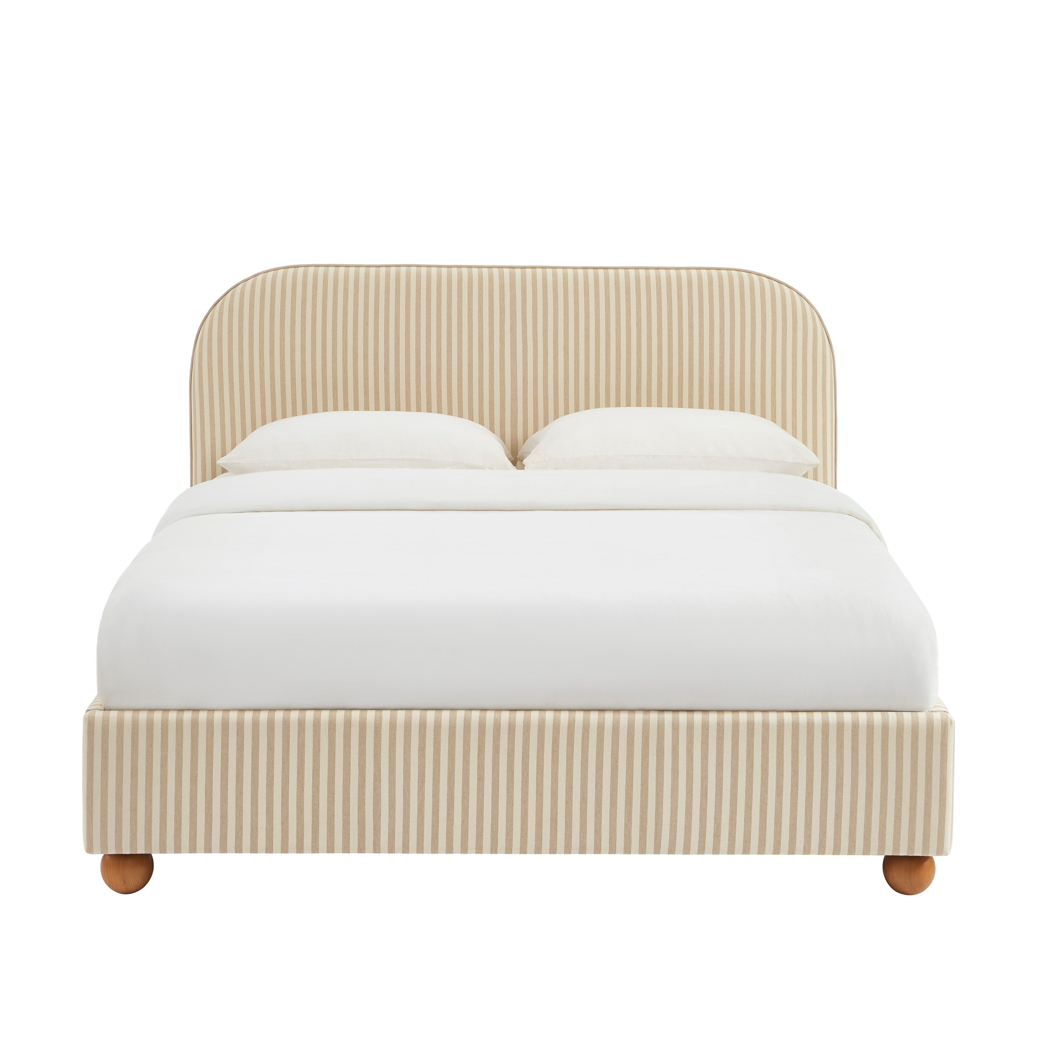 PILKA Striped Fabric Storage Bed with Slatted Base