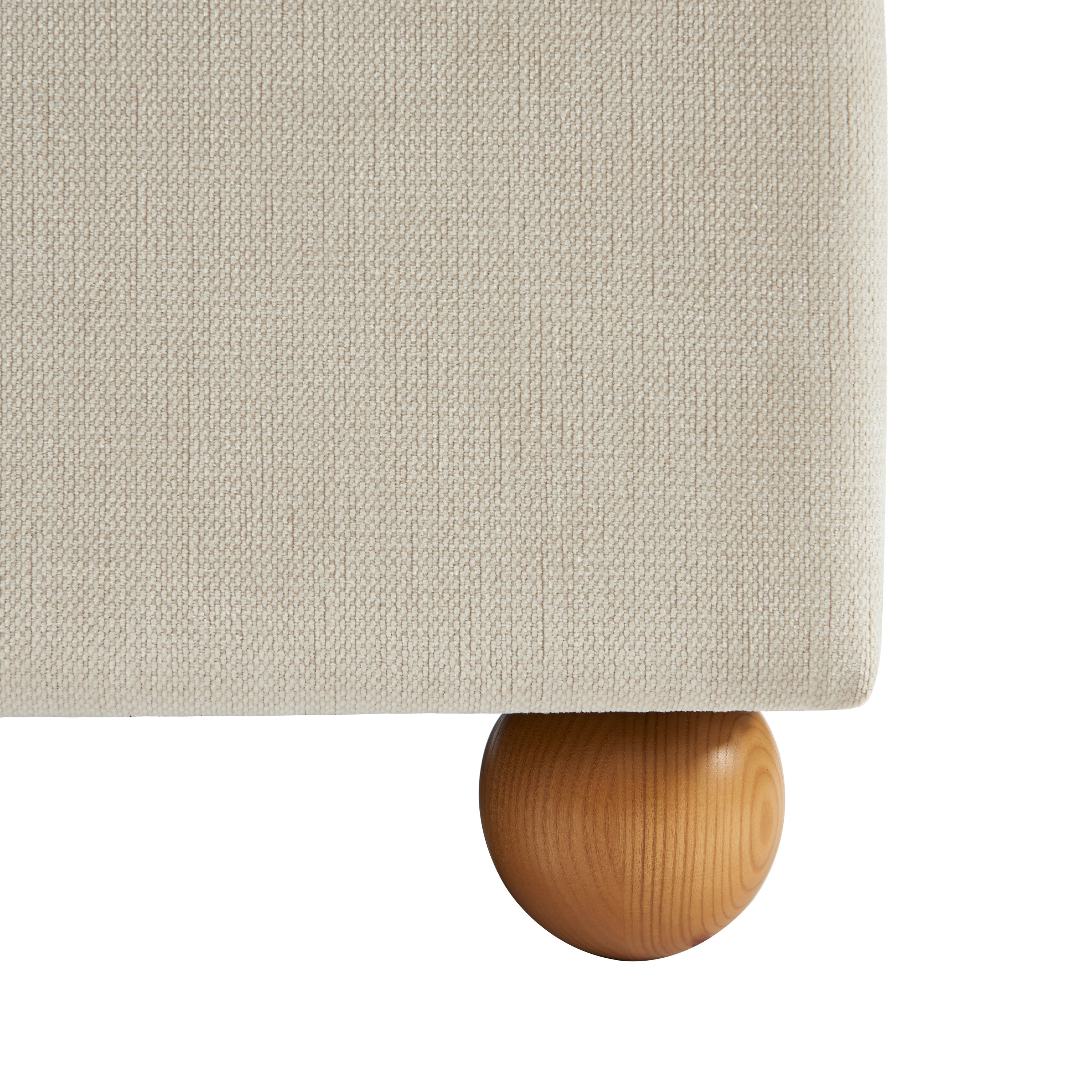PILKA Striped Fabric Storage Bed with Slatted Base – Beige