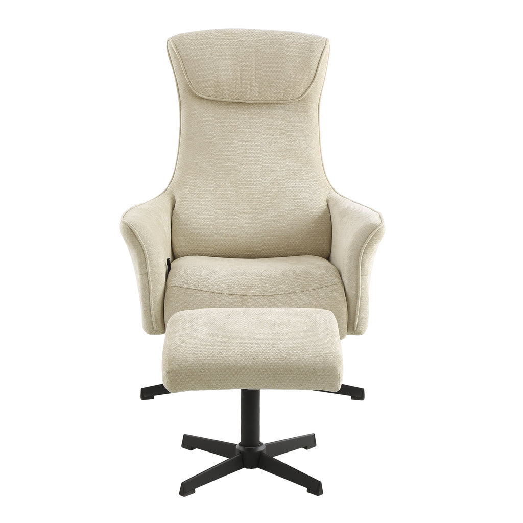 RIGEL Manual Recliner Swivel Armchair – Beige