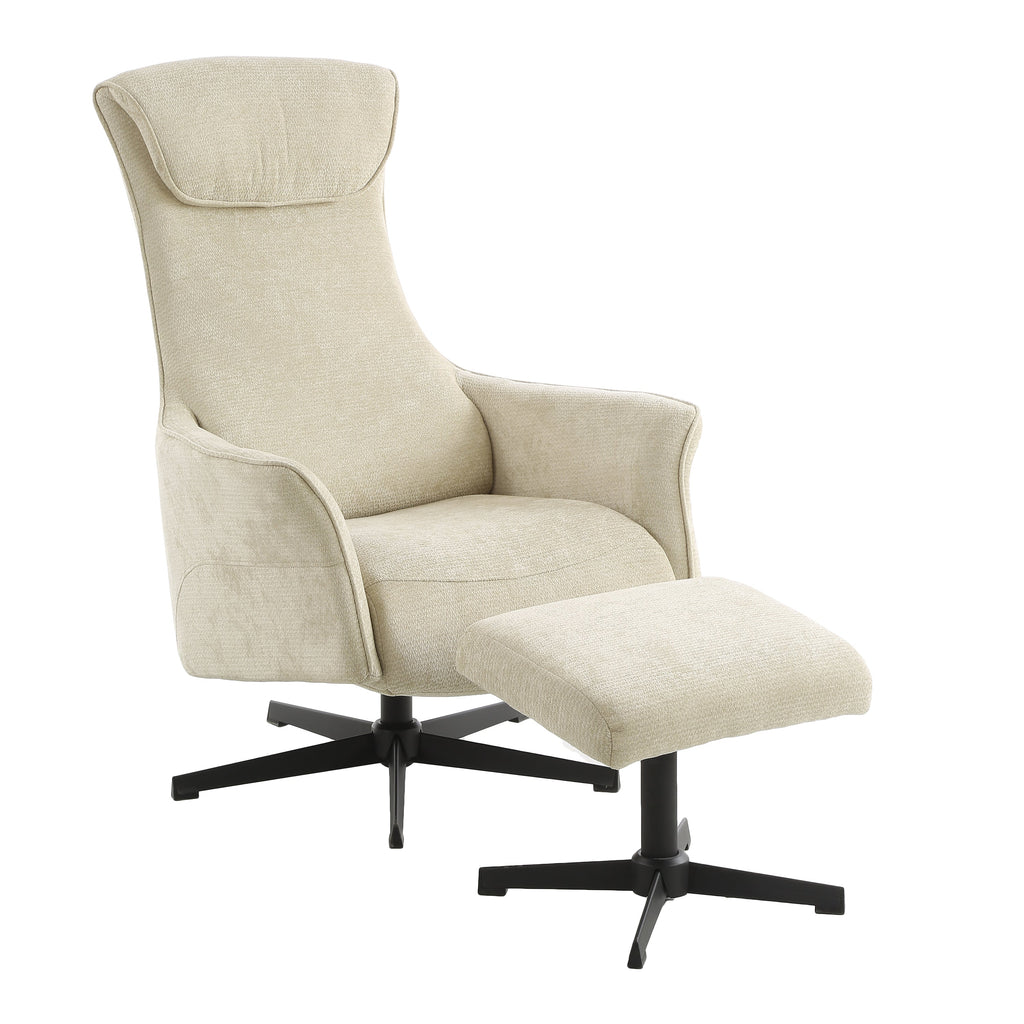RIGEL Manual Recliner Swivel Armchair – Beige