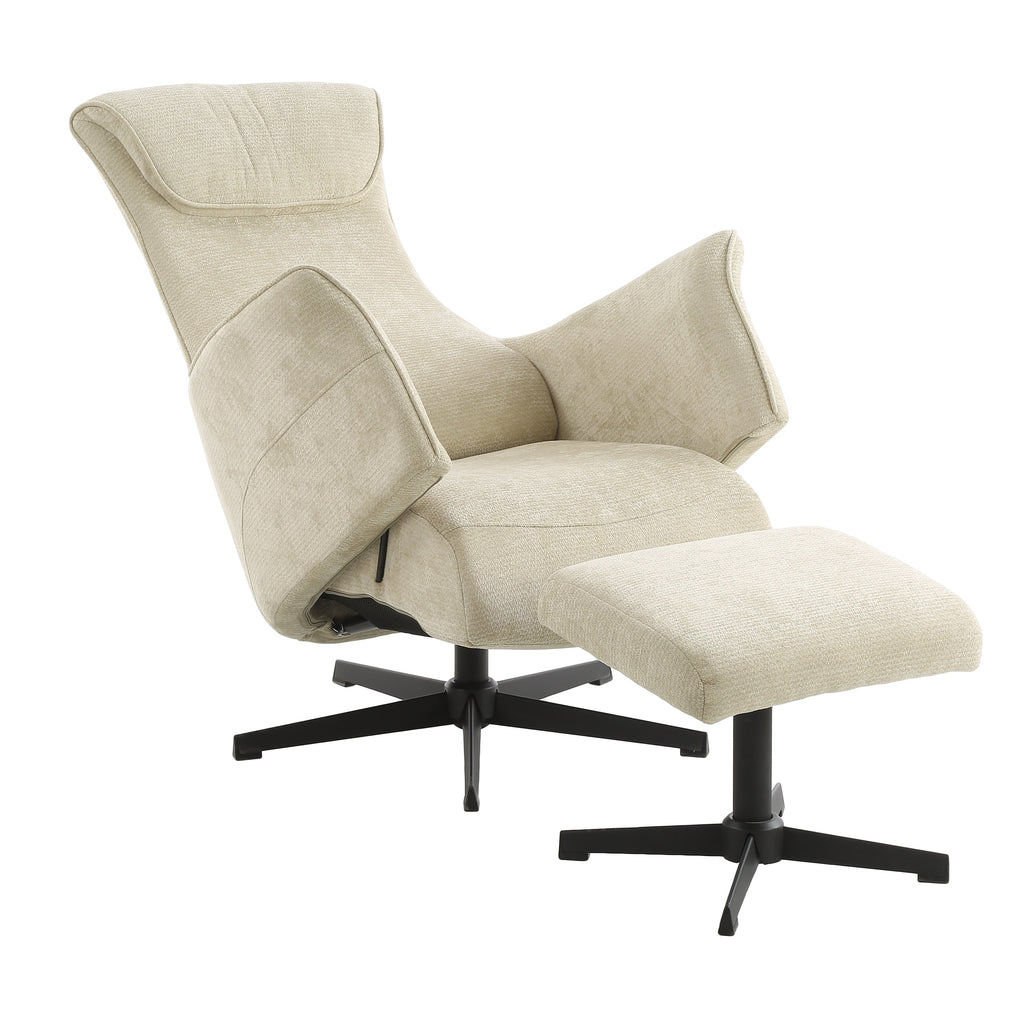 RIGEL Manual Recliner Swivel Armchair – Beige