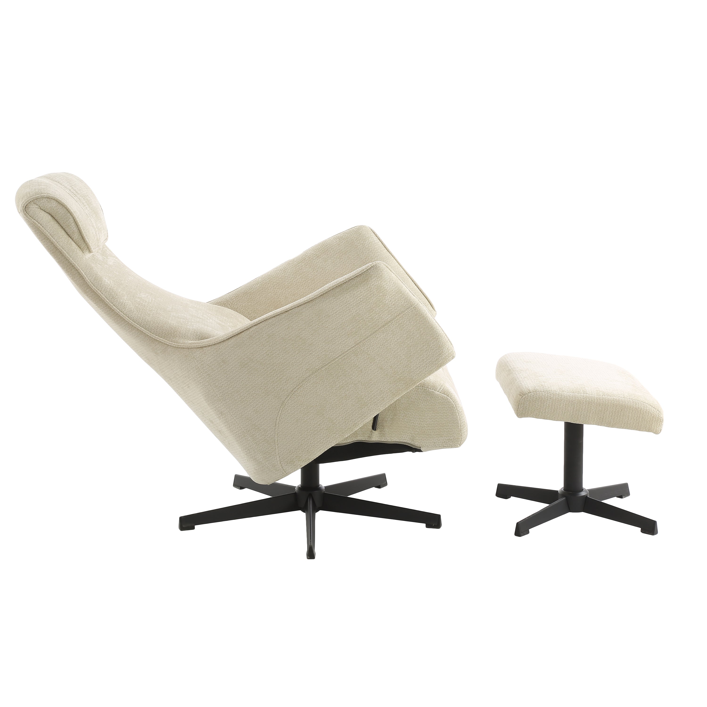 RIGEL Manual Recliner Swivel Armchair – Beige