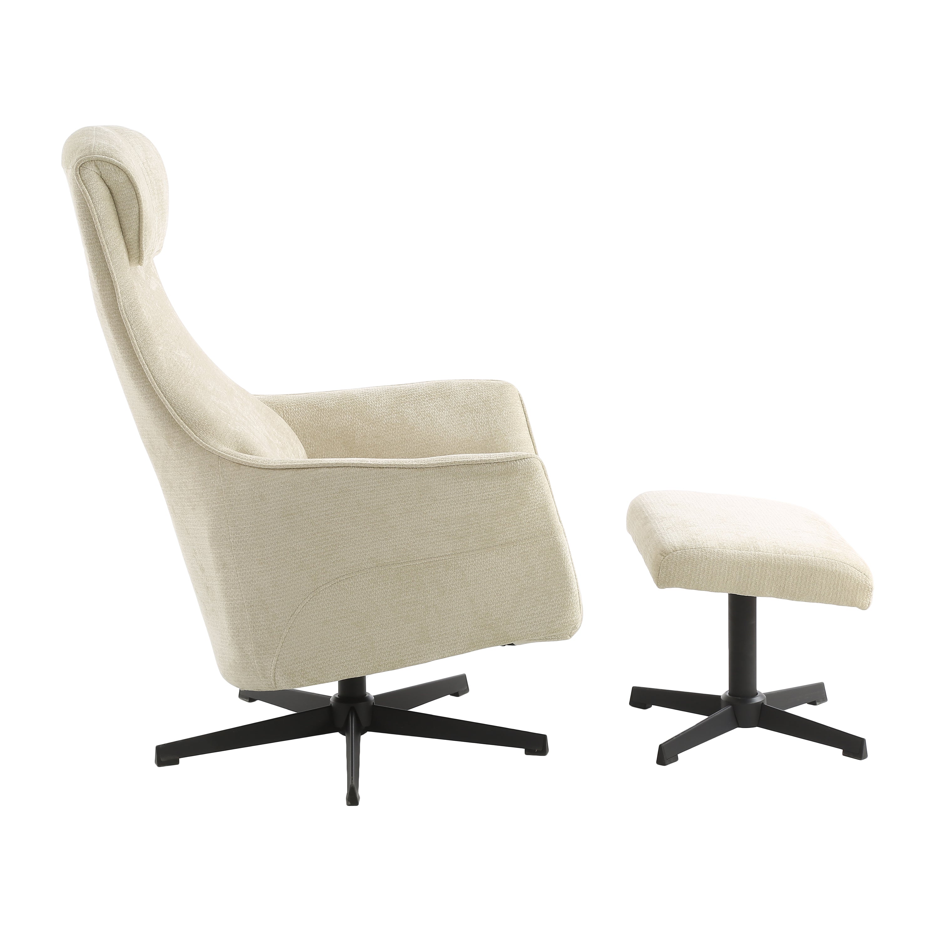 RIGEL Manual Recliner Swivel Armchair – Beige