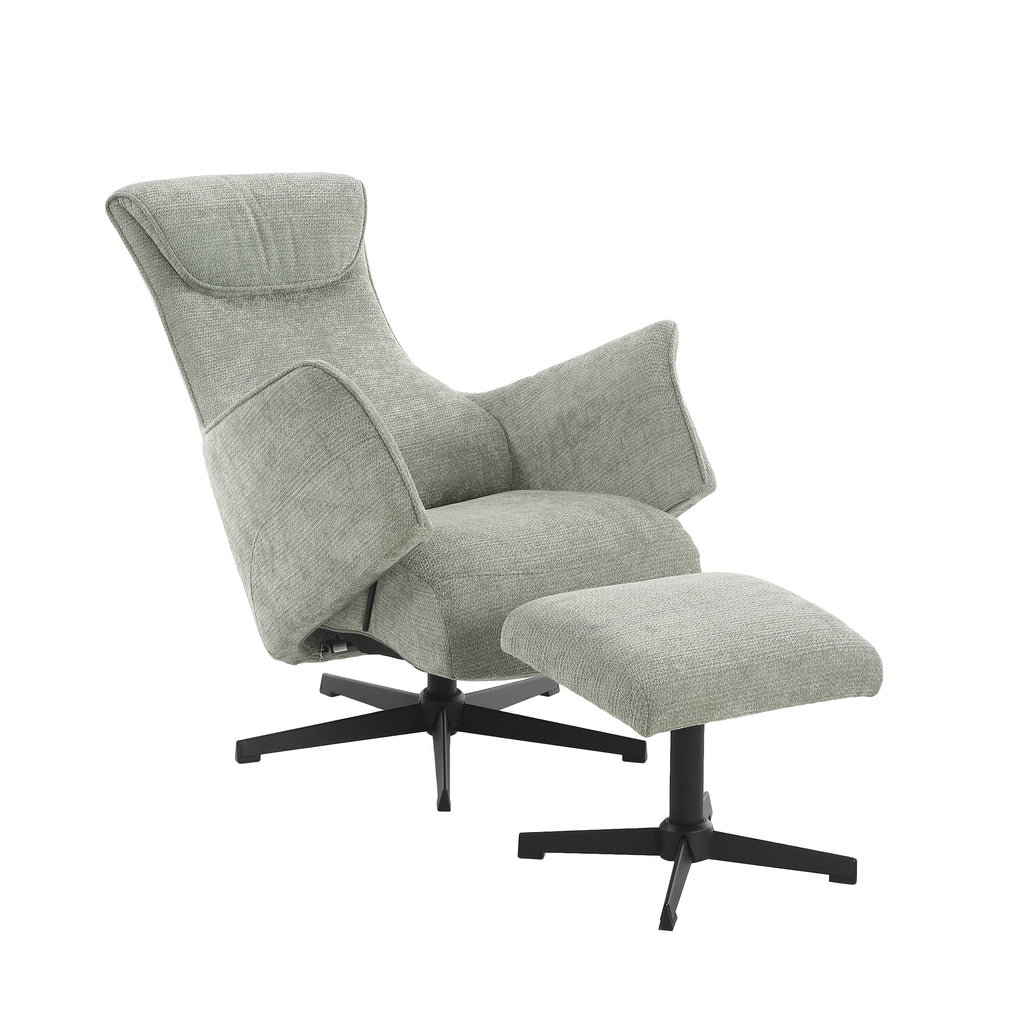 RIGEL Manual Recliner Swivel Armchair – Green