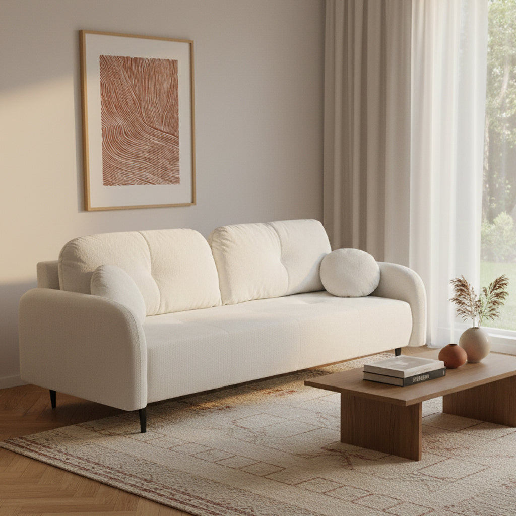 ROTONDO Fabric Straight Sofa – Beige