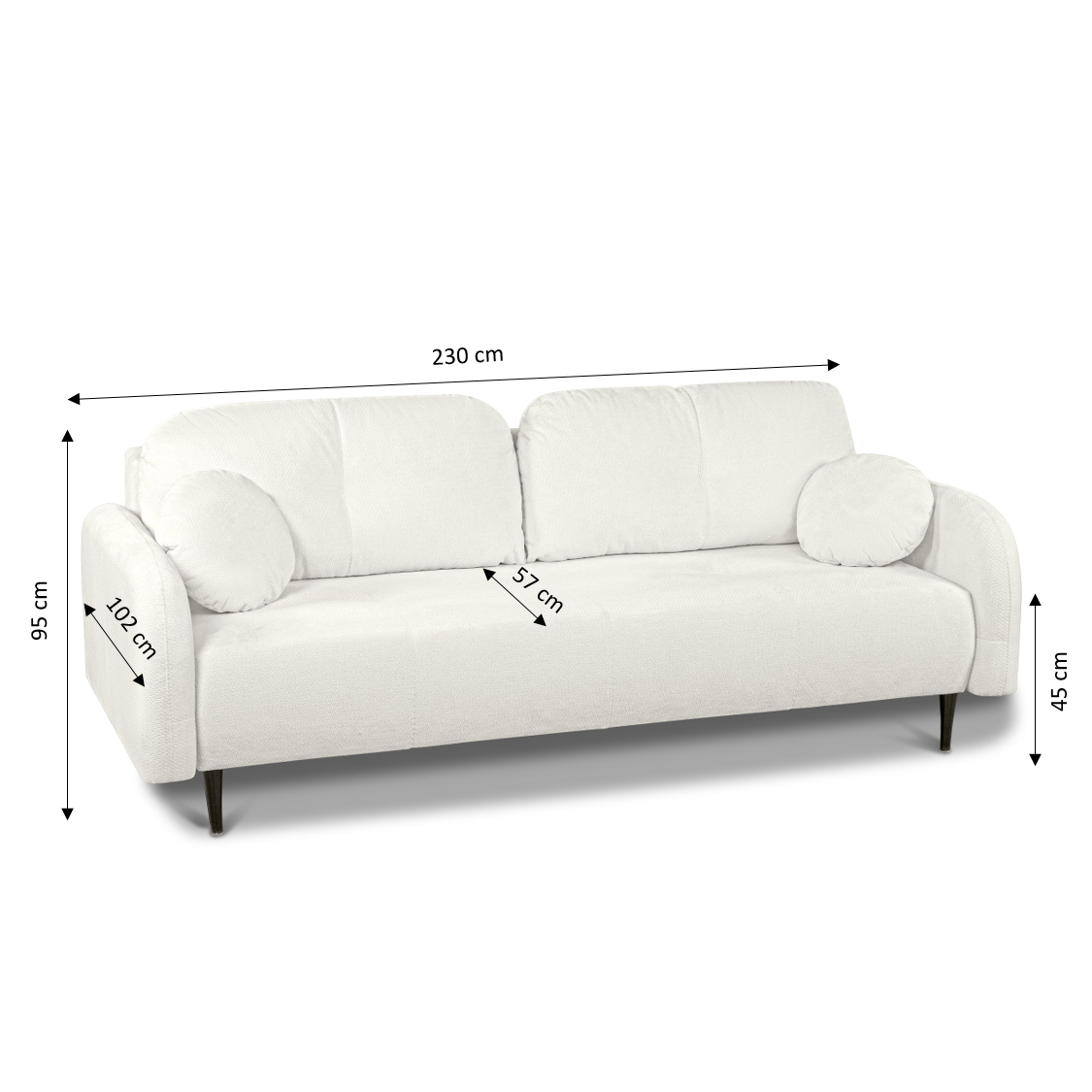 ROTONDO Fabric Straight Sofa – Beige