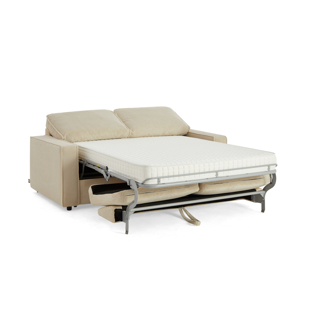 Sofa droit Convertible express ROYAL 3 places Corduroy Velvet Beige