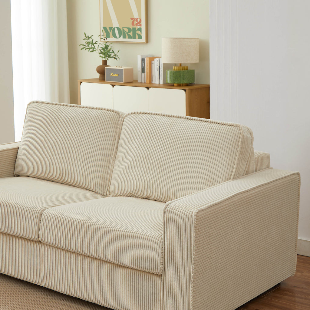 Sofa droit Convertible express ROYAL 3 places Corduroy Velvet Beige