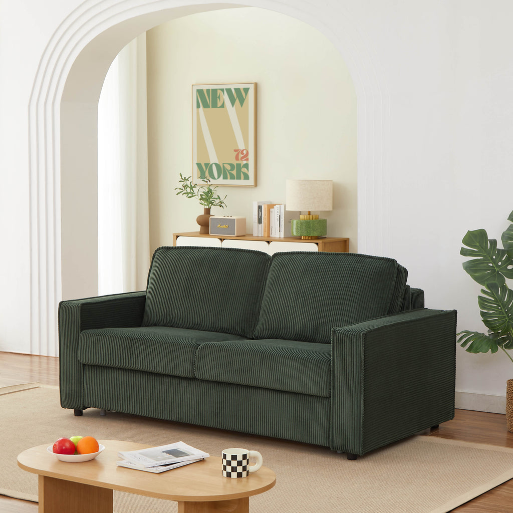 Sofa droit Convertible express ROYAL 3 places Corduroy Velvet Beige