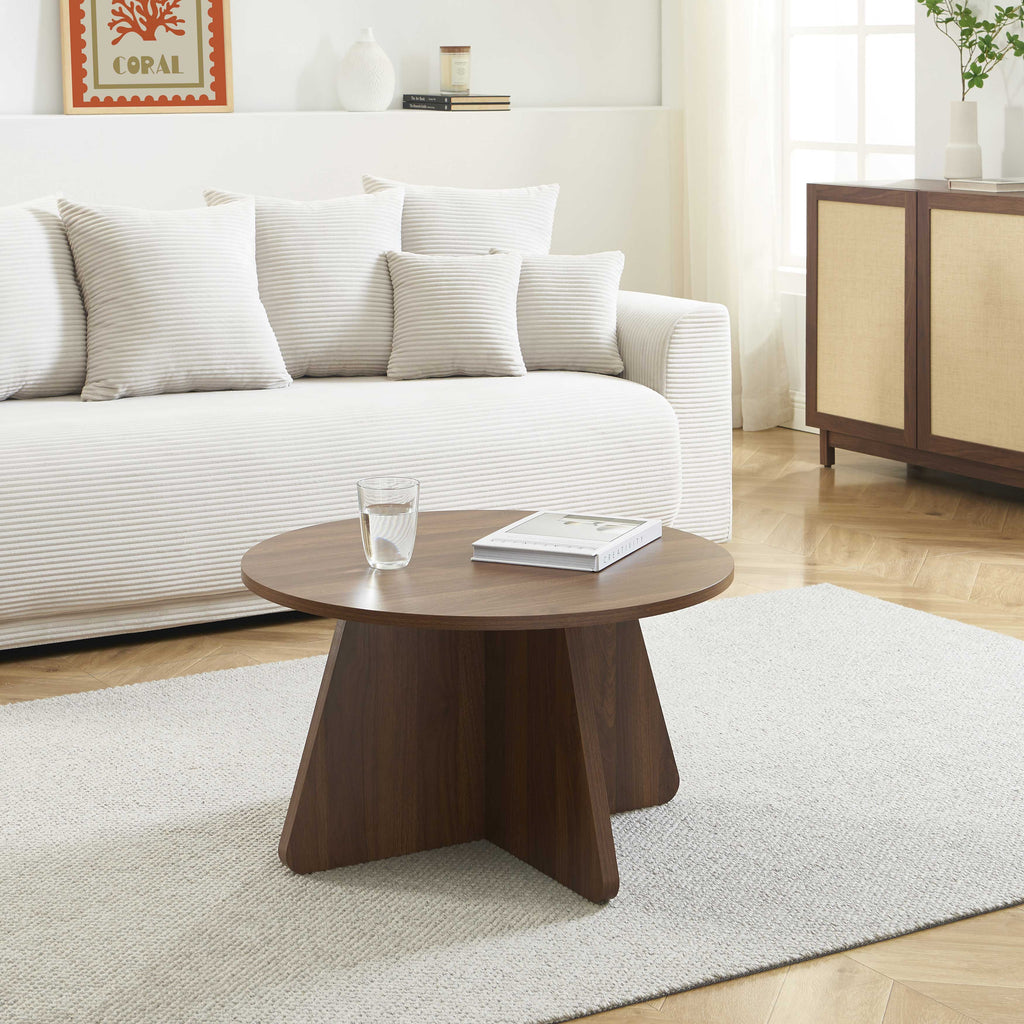 RUBA Round Solid Wood Coffee Table – Walnut