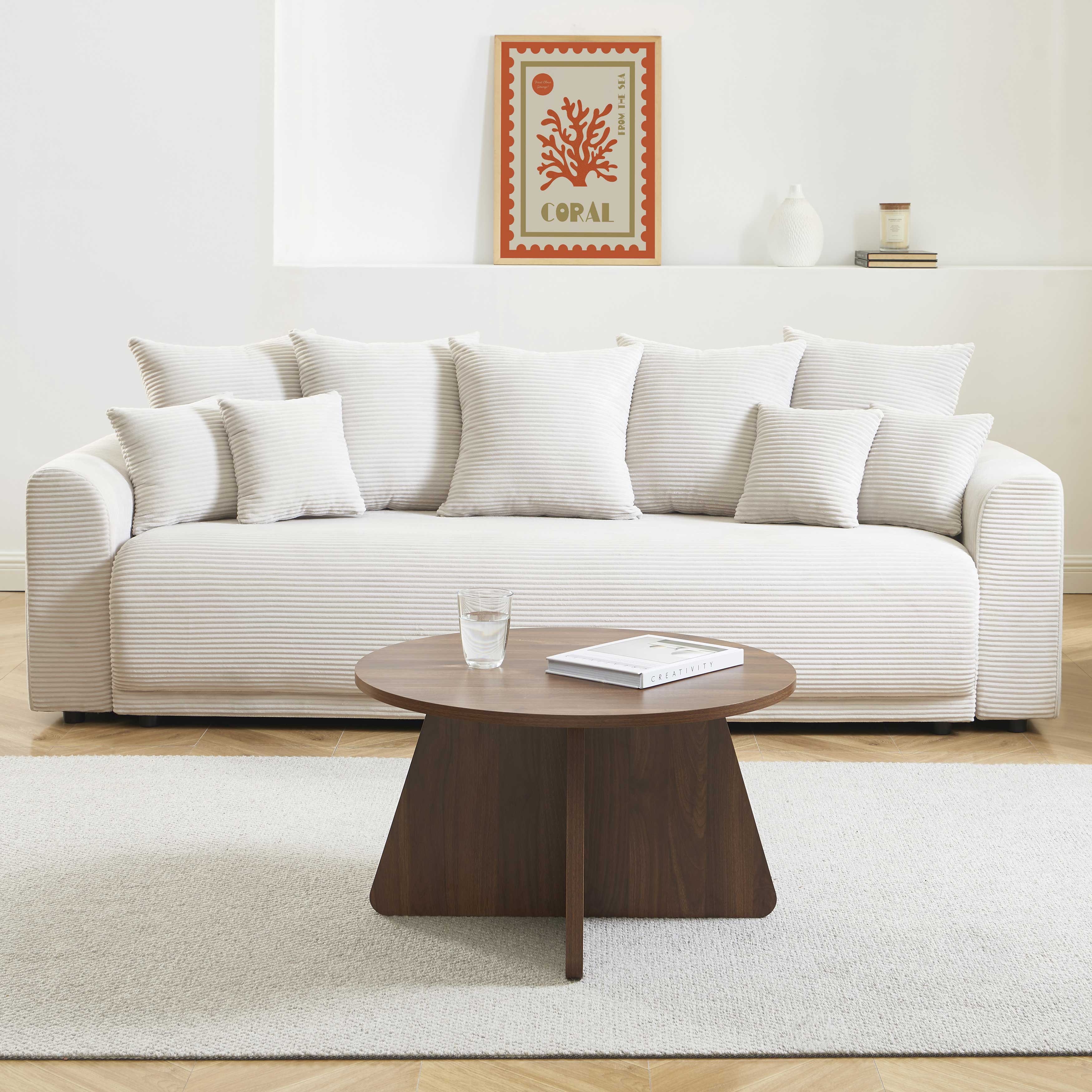 RUBA Round Solid Wood Coffee Table – Walnut