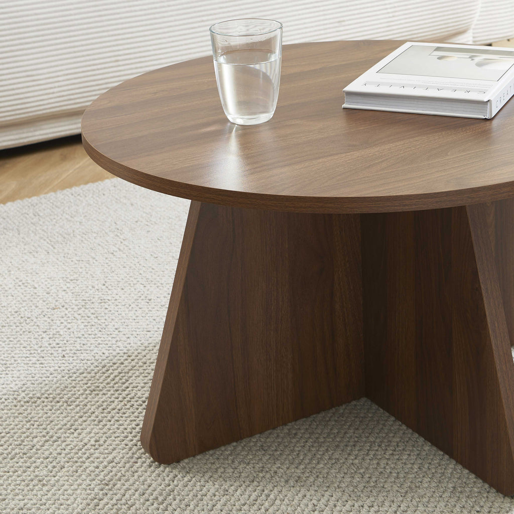 RUBA Round Solid Wood Coffee Table – Walnut