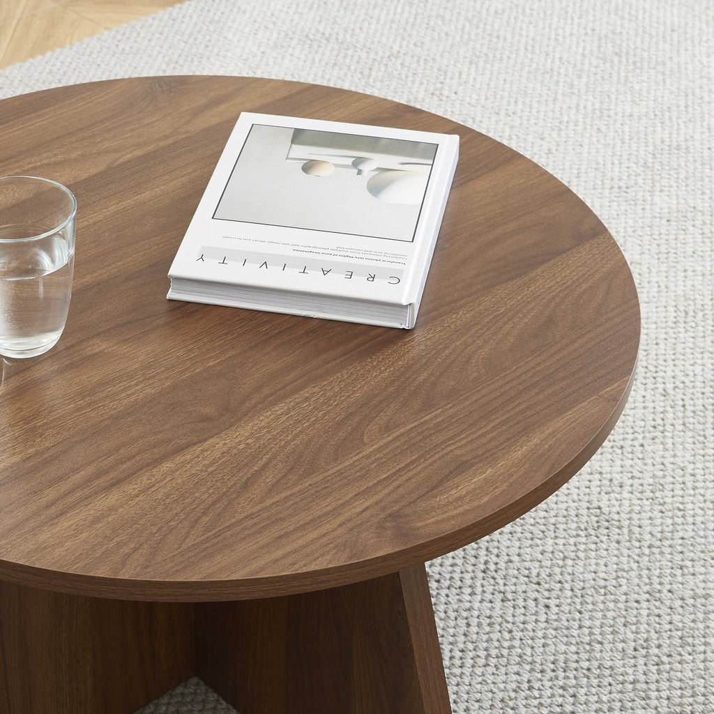 RUBA Round Solid Wood Coffee Table – Walnut