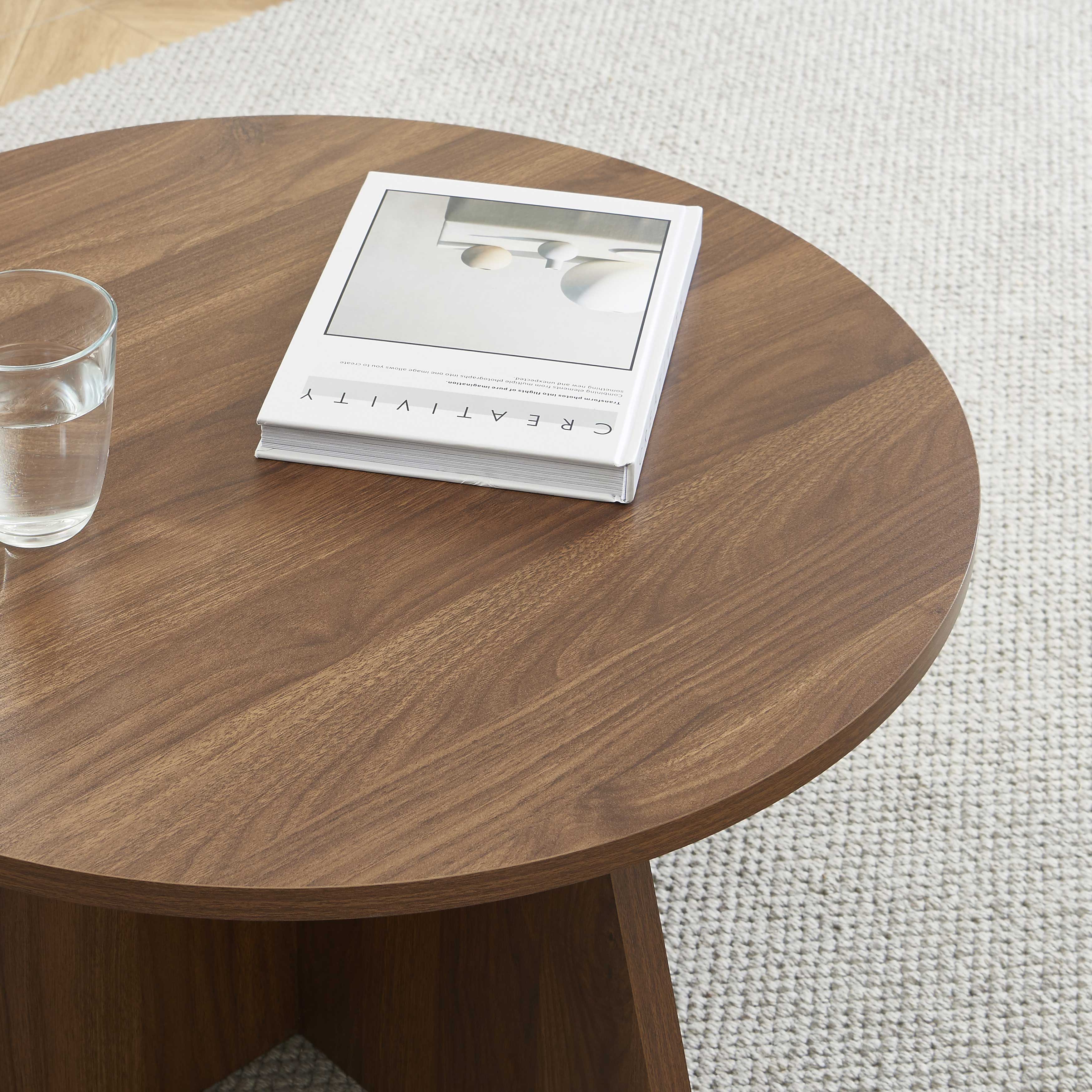 RUBA Round Solid Wood Coffee Table – Walnut