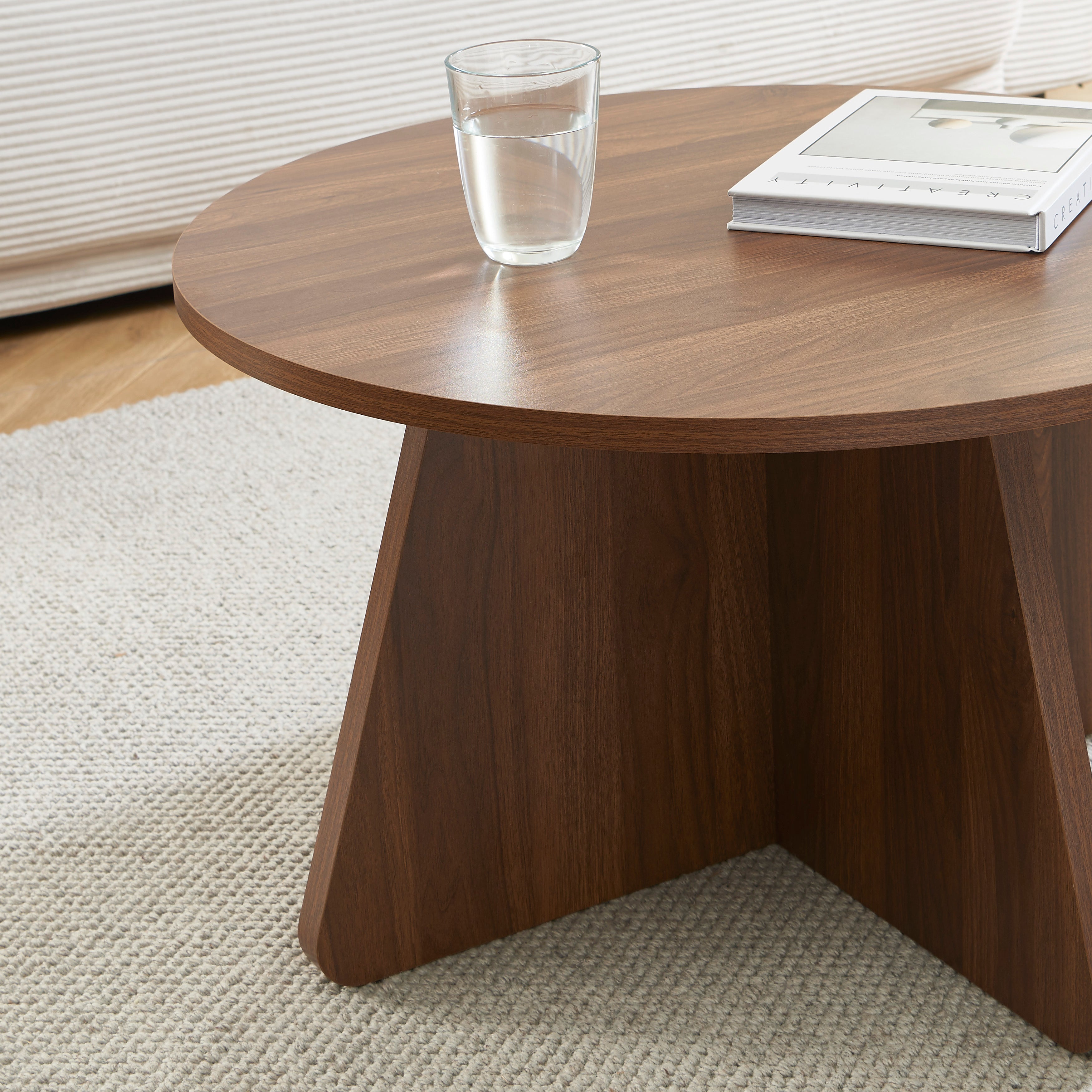 RUBA Round Solid Wood Coffee Table – Walnut