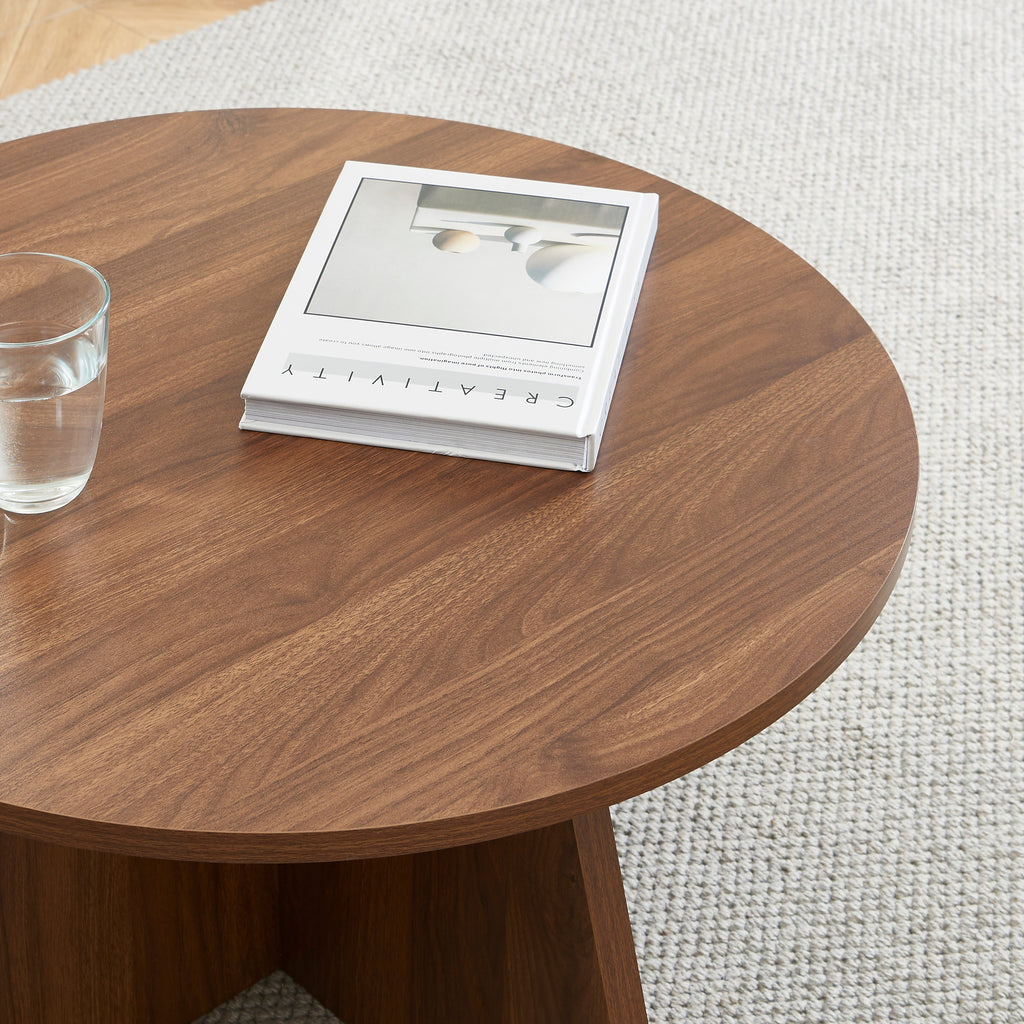 RUBA Round Solid Wood Coffee Table – Walnut