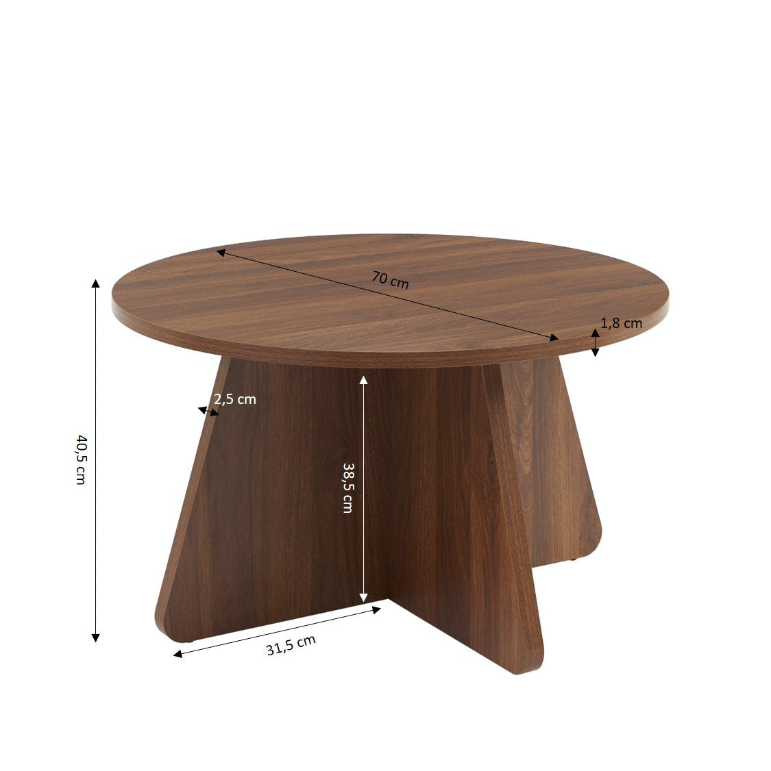 RUBA Round Solid Wood Coffee Table – Walnut