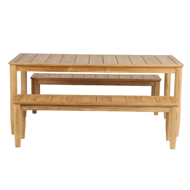 SAFARI 6-Seater Teak Garden Table and Bench Set - Natural wood